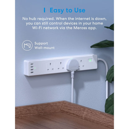 Meross Smart Wi-Fi Surge Protector MSS425F (UK Version) - White