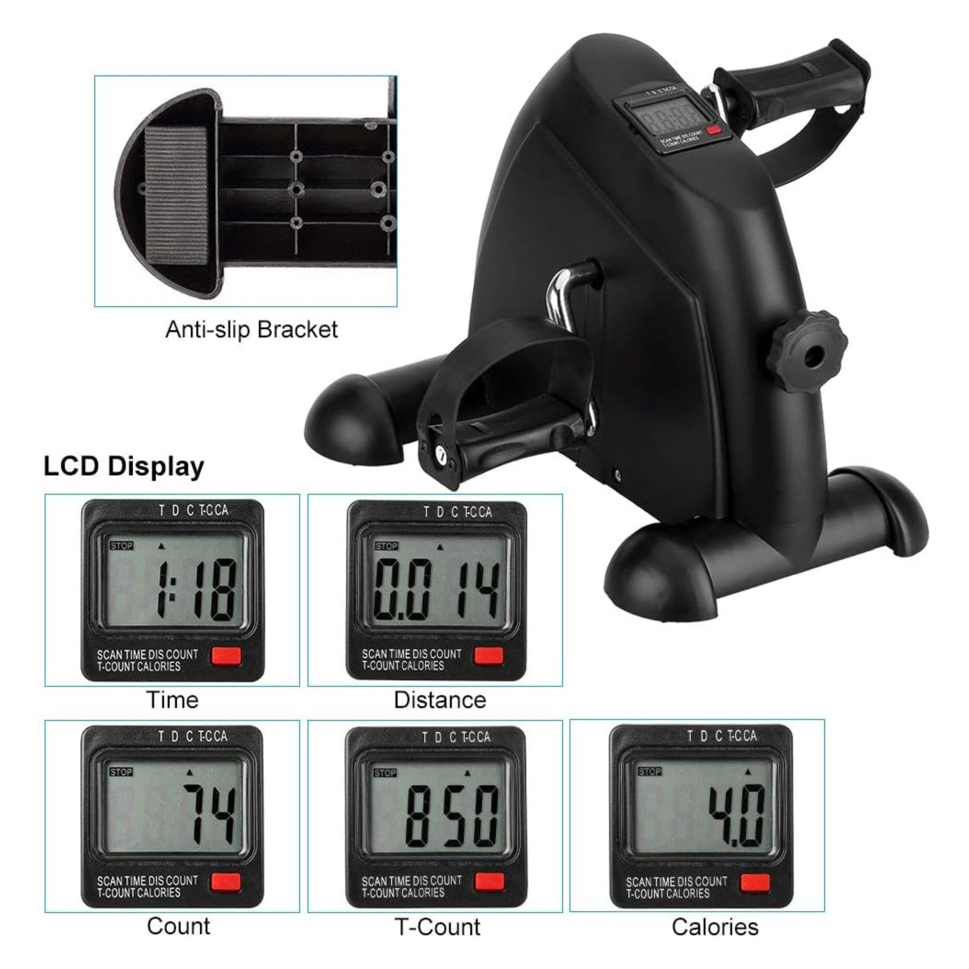Mini Exercise Bike Arm Leg Resistance Cycle Pedal Exerciser -Black