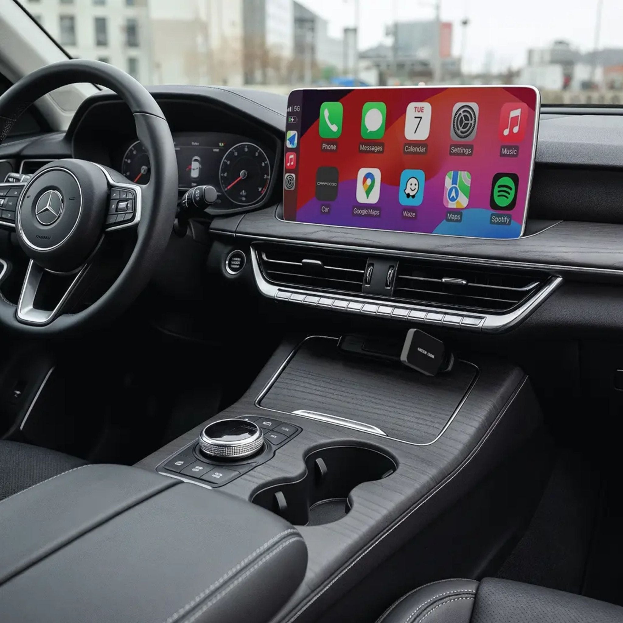 Mini Green Lion Wireless Adapter for CarPlay and Android Auto - Black