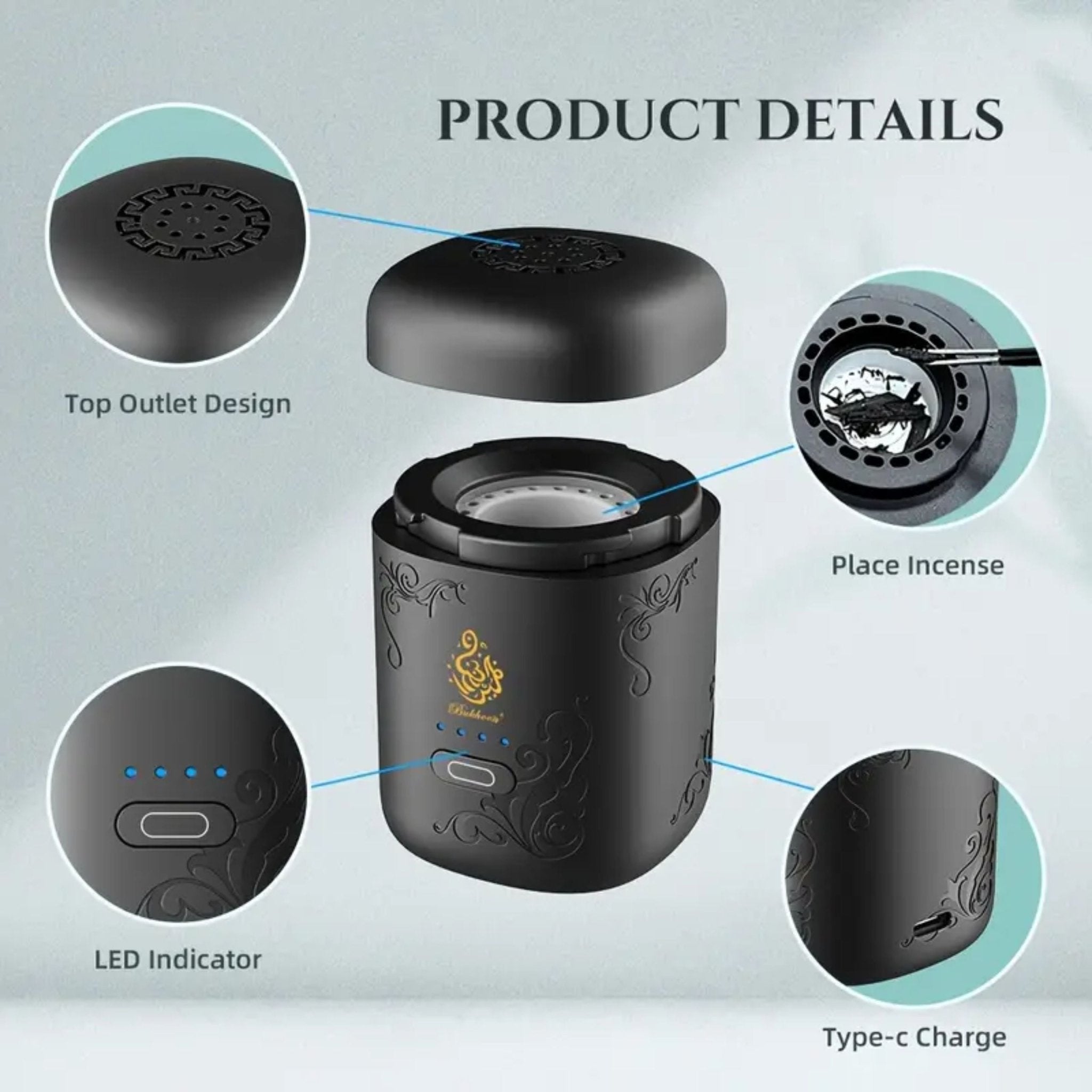 Mini Portable Incense Burner B38 - Black