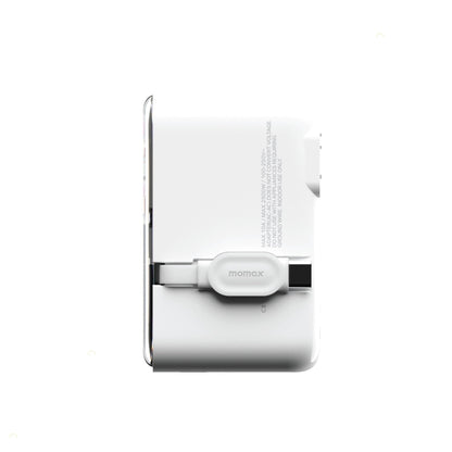 Momax 1-World+ Flow PD Global Travel Fast Charging Adapter 35W 4 Port With Built-In USB-C Cable 70cm - White