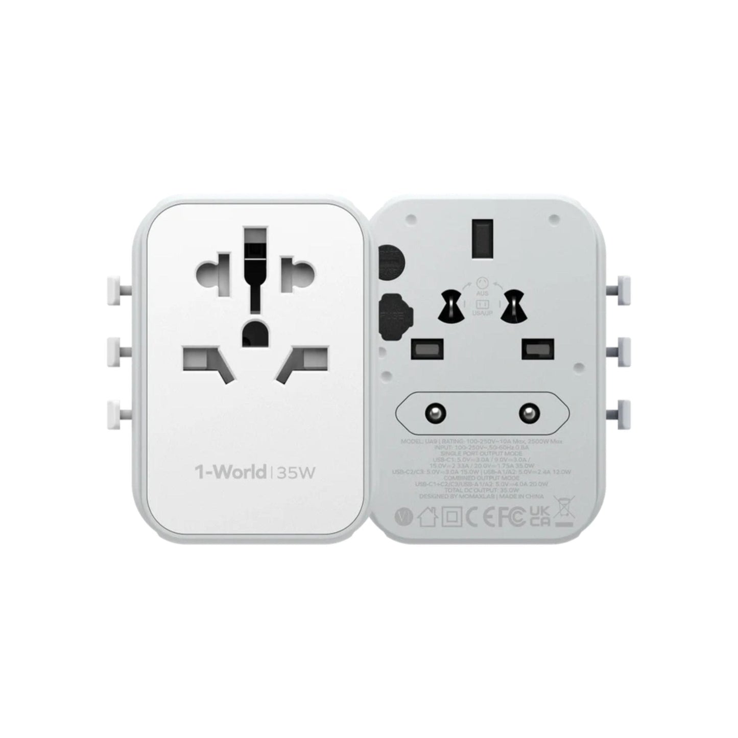Momax 1-World PD 35W 5 Port AC Travel Fast Charging Adapter - White