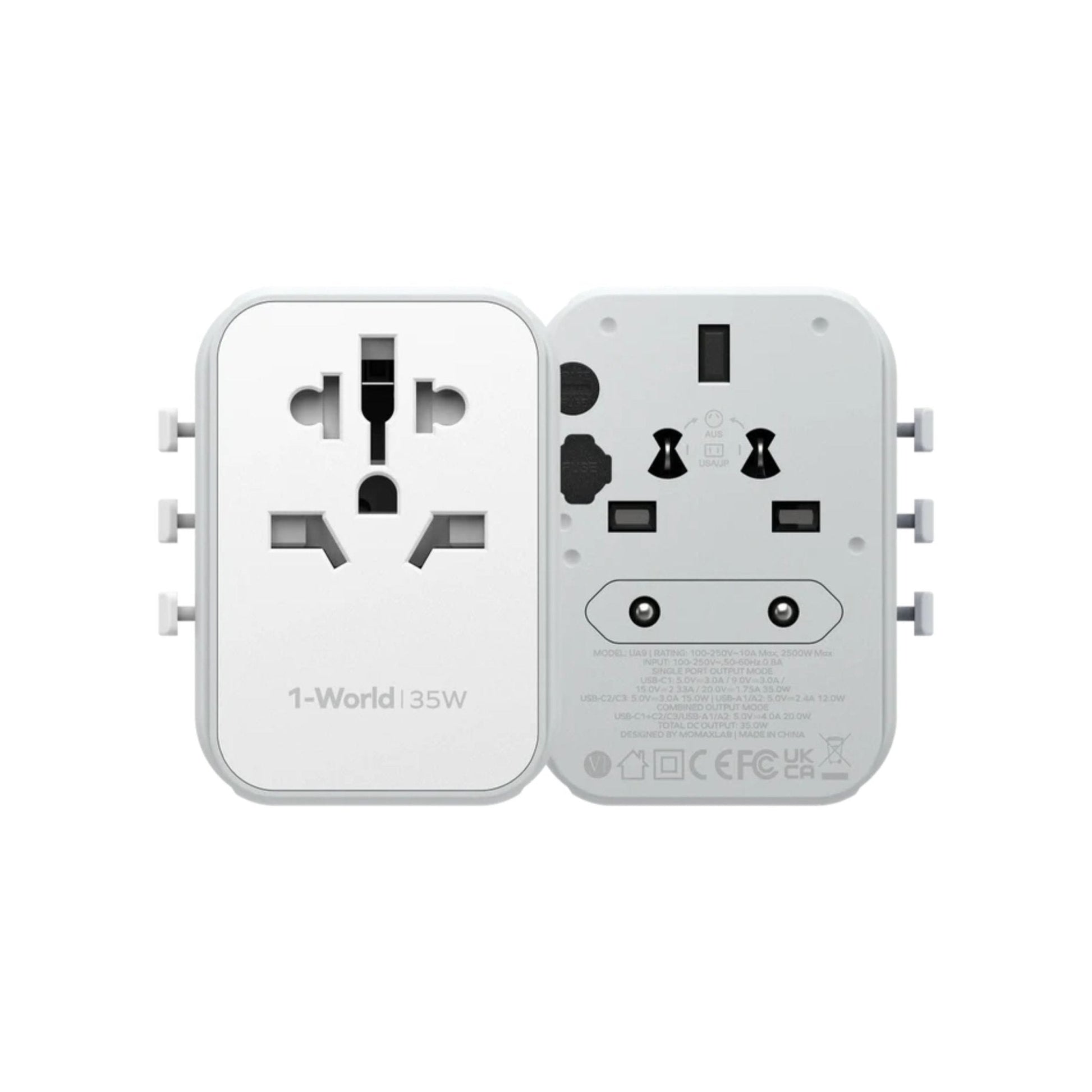 Momax 1-World PD 35W 5 Port AC Travel Fast Charging Adapter - White