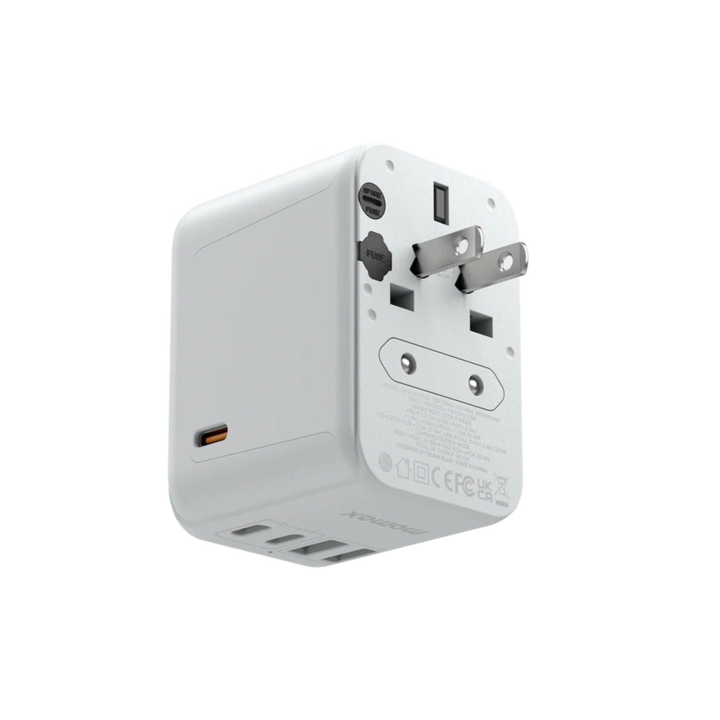 Momax 1-World PD 35W 5 Port AC Travel Fast Charging Adapter - White