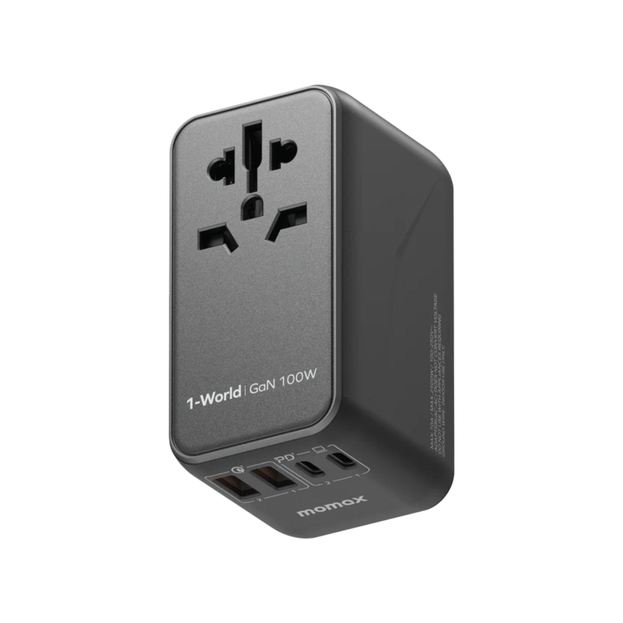 Momax 1-World PD Global Travel Fast Charging Adapter 100W 4 Port - Black