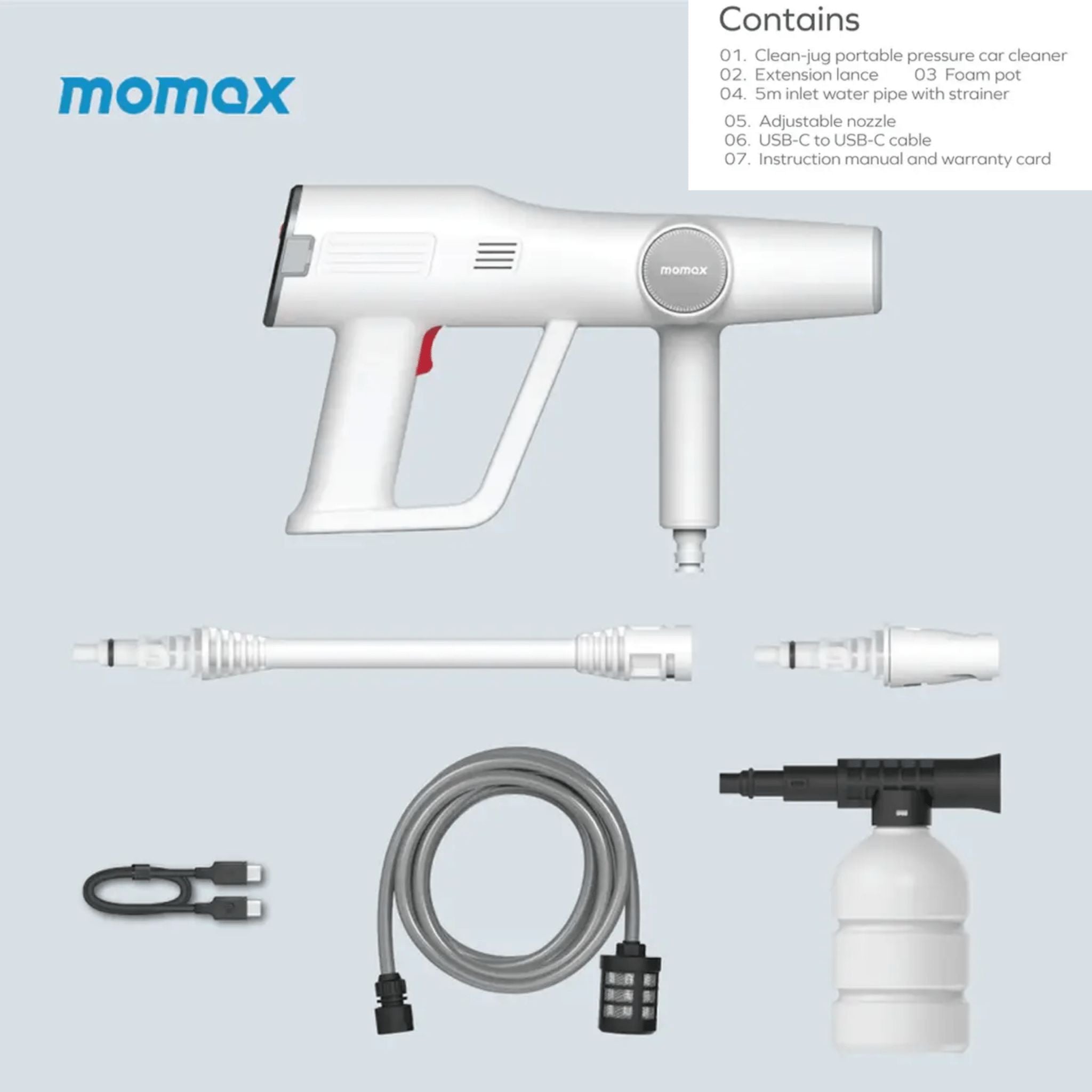 Momax Clean-Jug Portable Pressure Car Cleaner 15000mAh CR8 - White