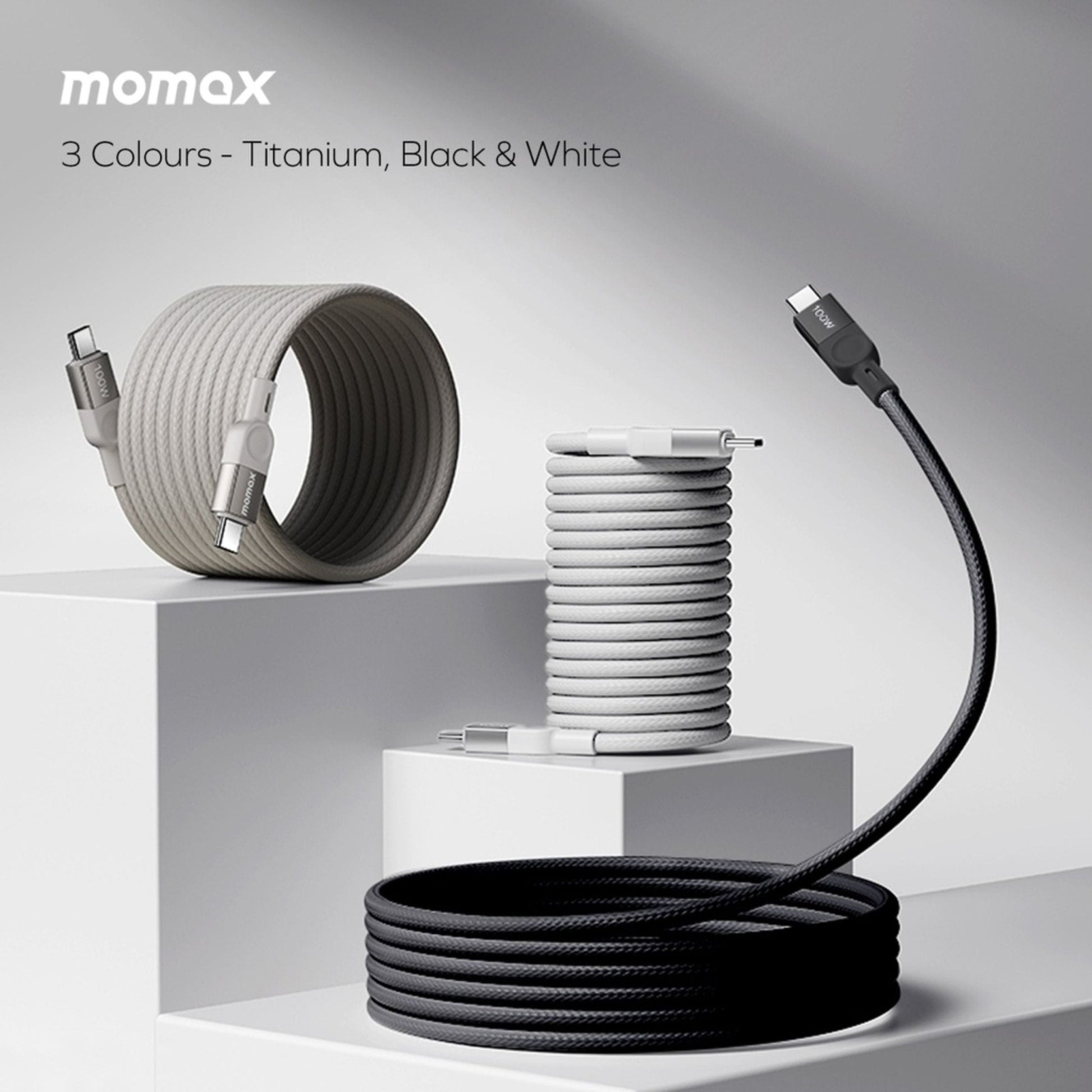 Momax Elite Mag Link 100W USB-C TO USB-C Magnetic Cable 1M - Black
