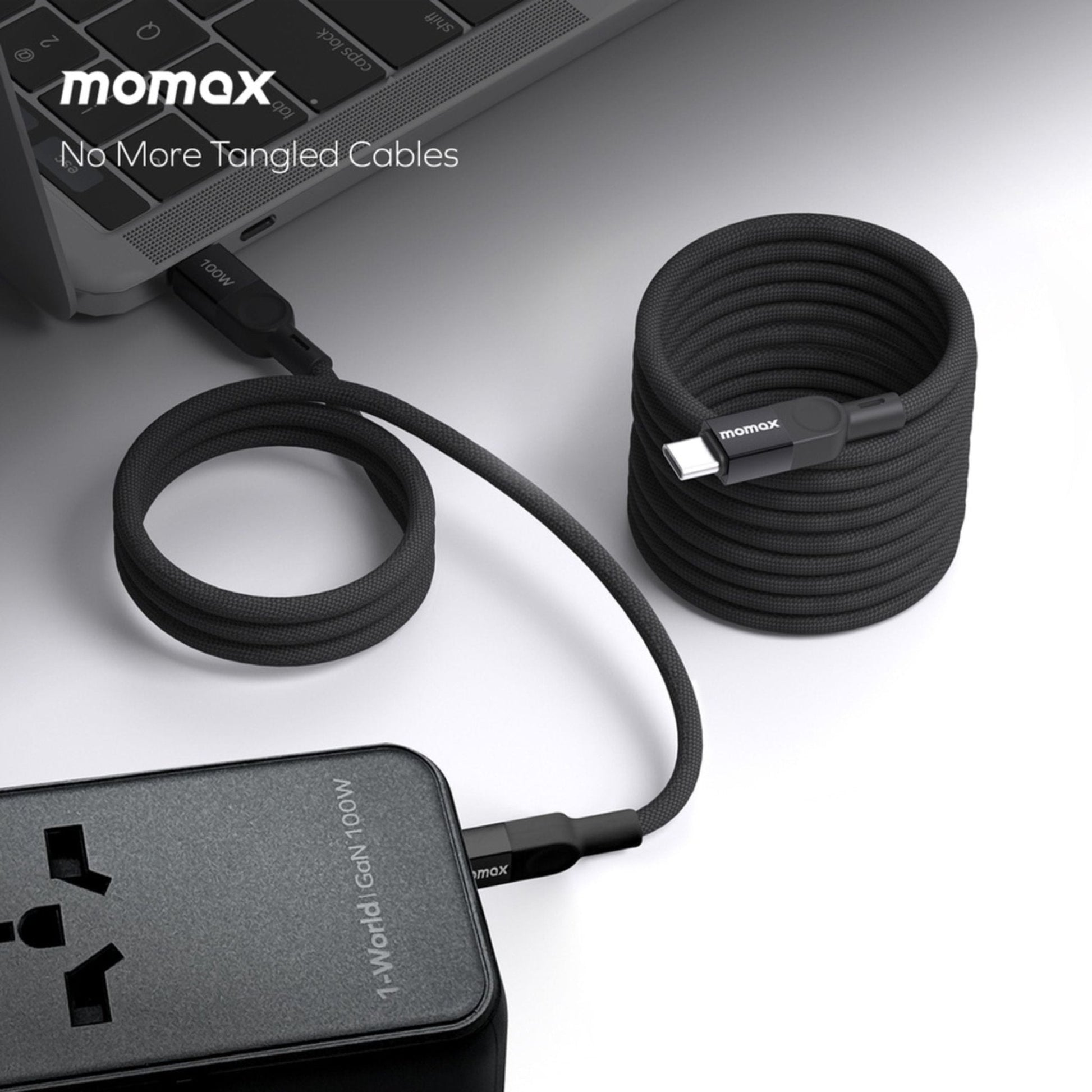 Momax Elite Mag Link 100W USB-C TO USB-C Magnetic Cable 1M - Black