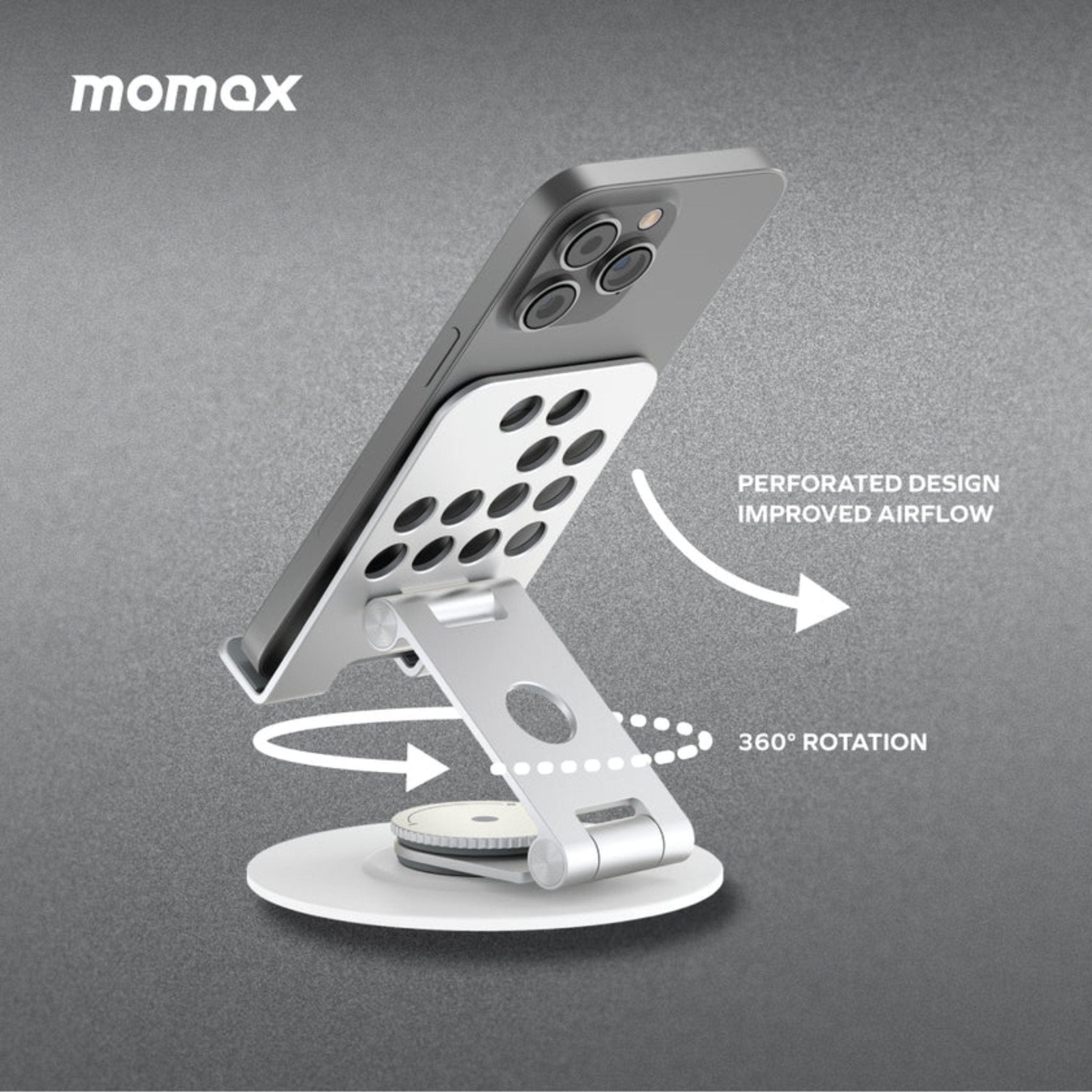 Momax Fold Stand Mila Rotatable Phone Stand - Silver