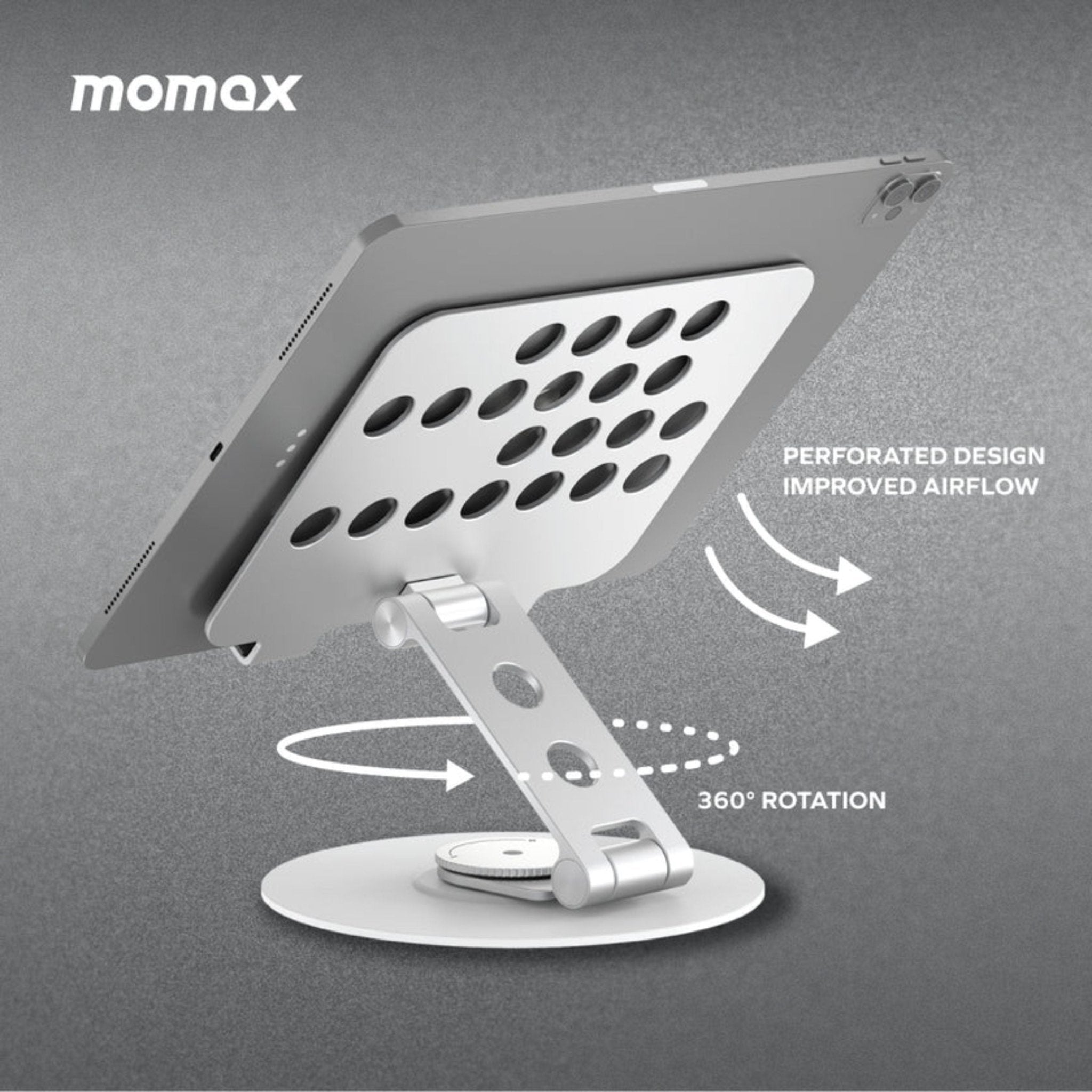 Momax Fold Stand Mila Rotatable Tablet Stand - Silver