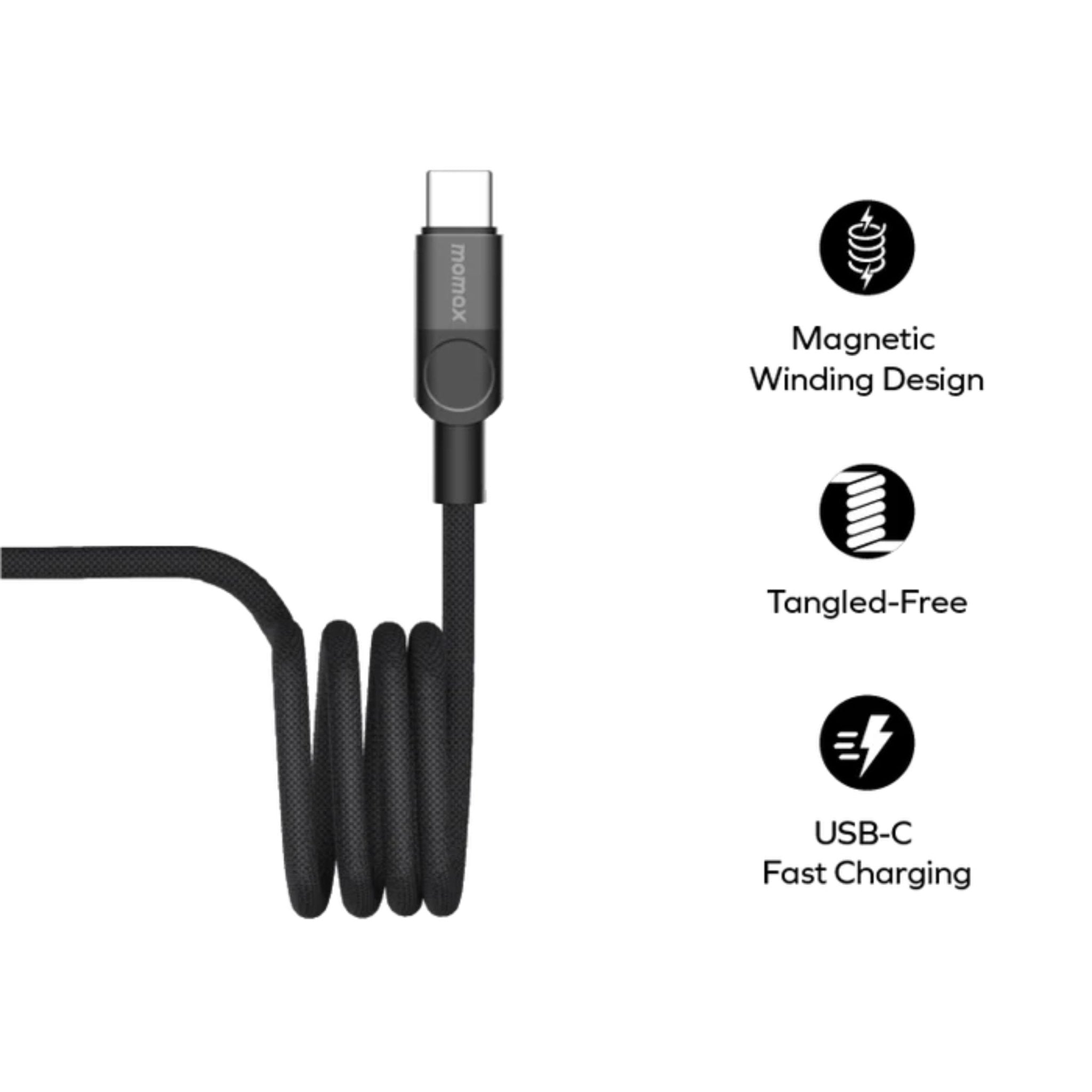 Momax Mag Link 100W USB-C TO USB-C Magnetic Cable 1M - Black