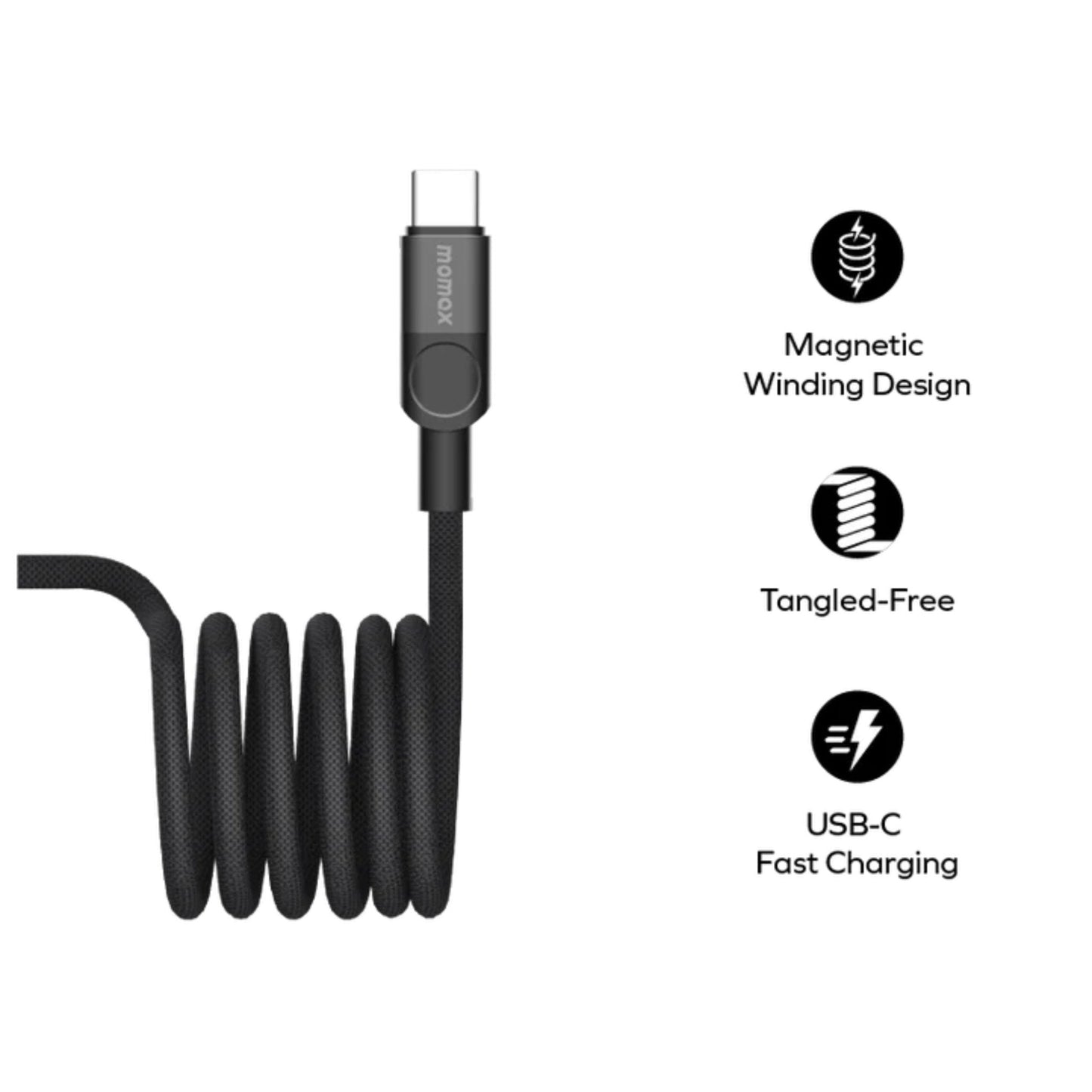 Momax Mag Link 240W USB-C TO USB-C Magnetic Cable 2M - Black