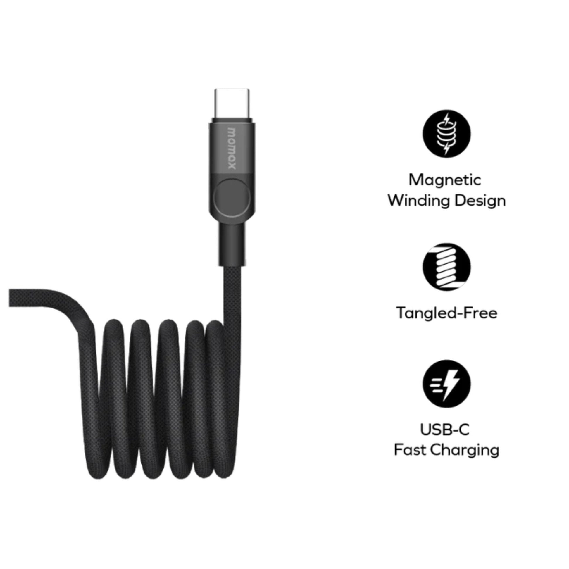 Momax Mag Link 240W USB-C TO USB-C Magnetic Cable 2M - Black