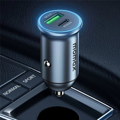 Momax Move 30W Dual Port Car Charger - Gray
