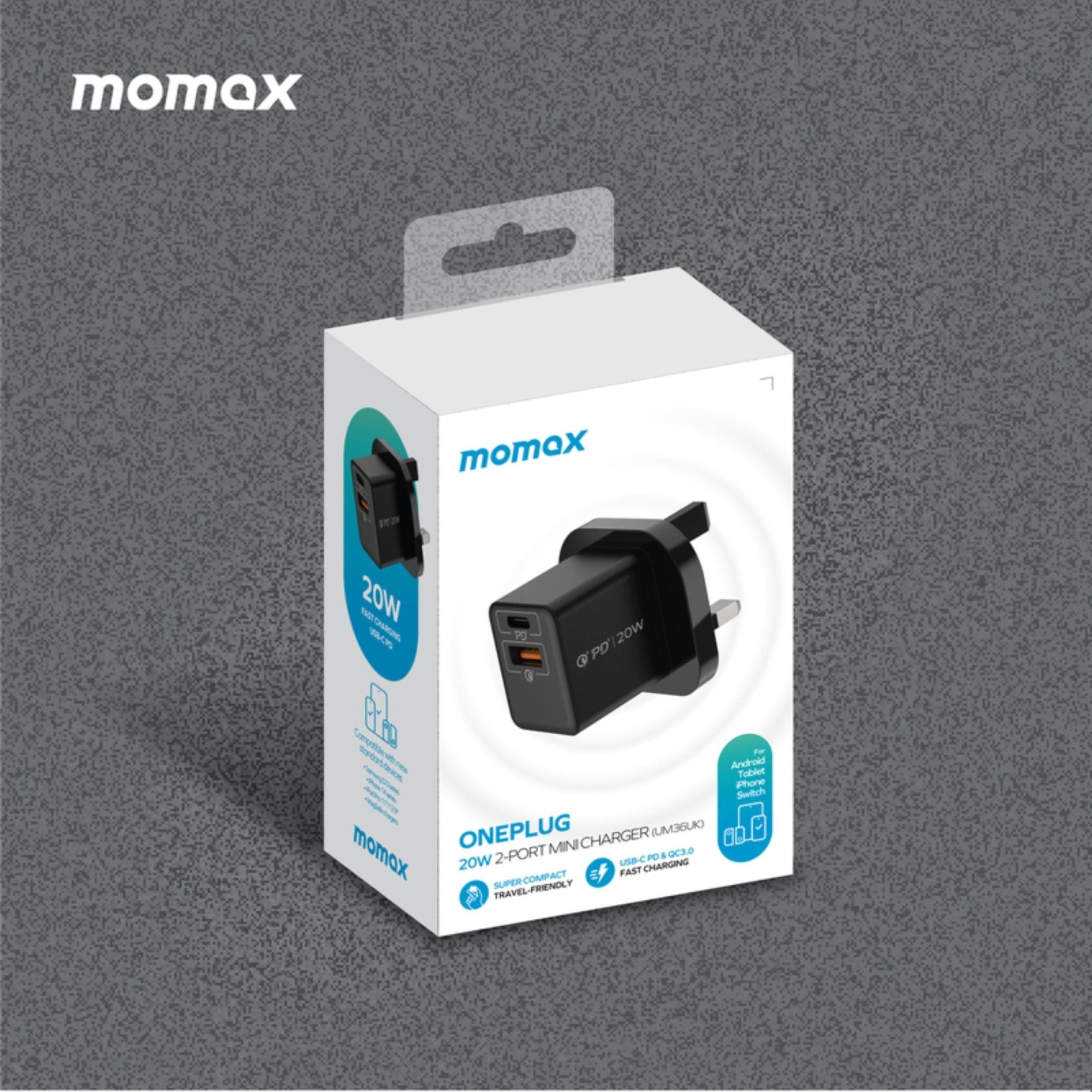 Momax Oneplug 20w 2 Port Mini Wall Charger - Black