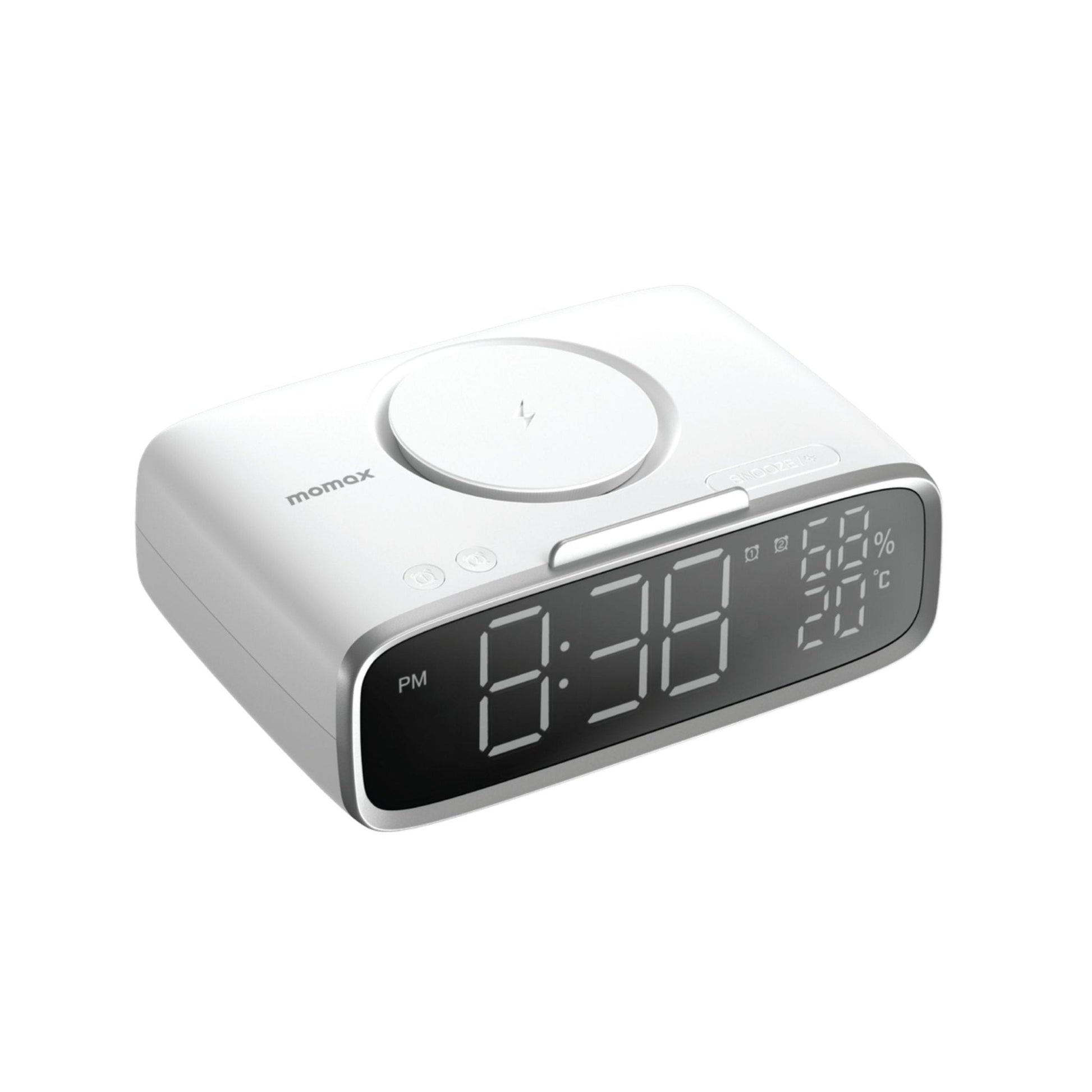 Momax Q.Clock 5 Digital Clock With Wireless Charger - White