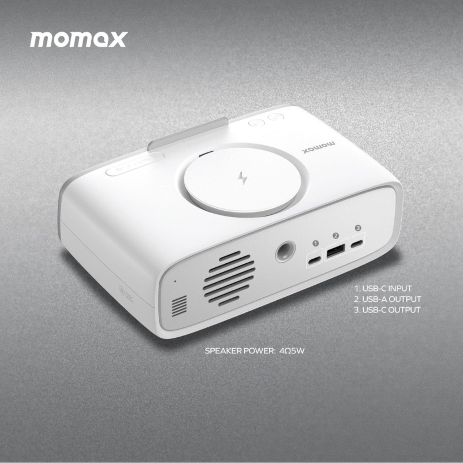 Momax Q.Clock 5 Digital Clock With Wireless Charger - White