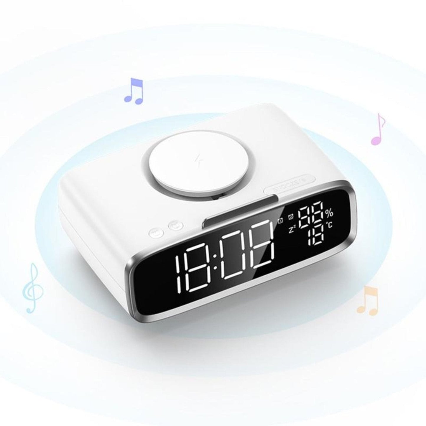 Momax Q.Clock 5 Digital Clock With Wireless Charger - White