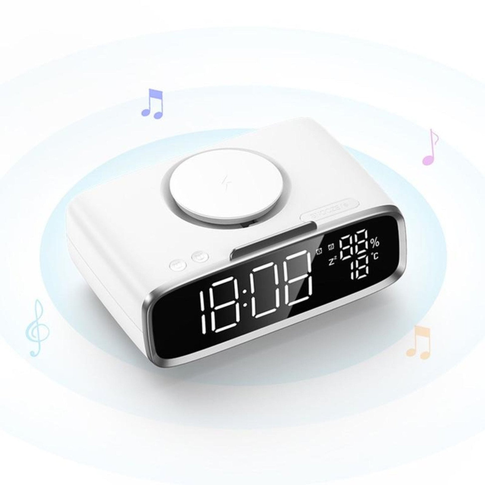 Momax Q.Clock 5 Digital Clock With Wireless Charger - White