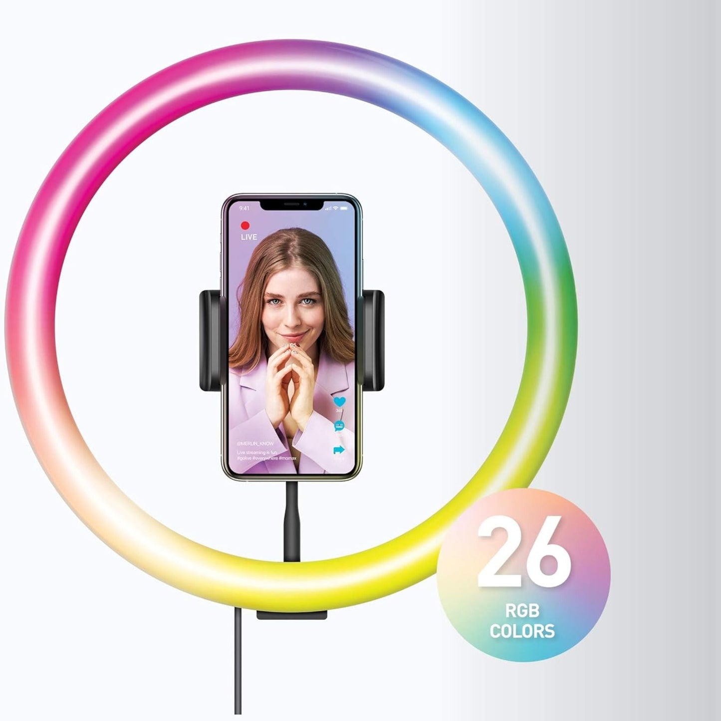 Momax V.log Livestream Ring Light 12 - RGB + Stand