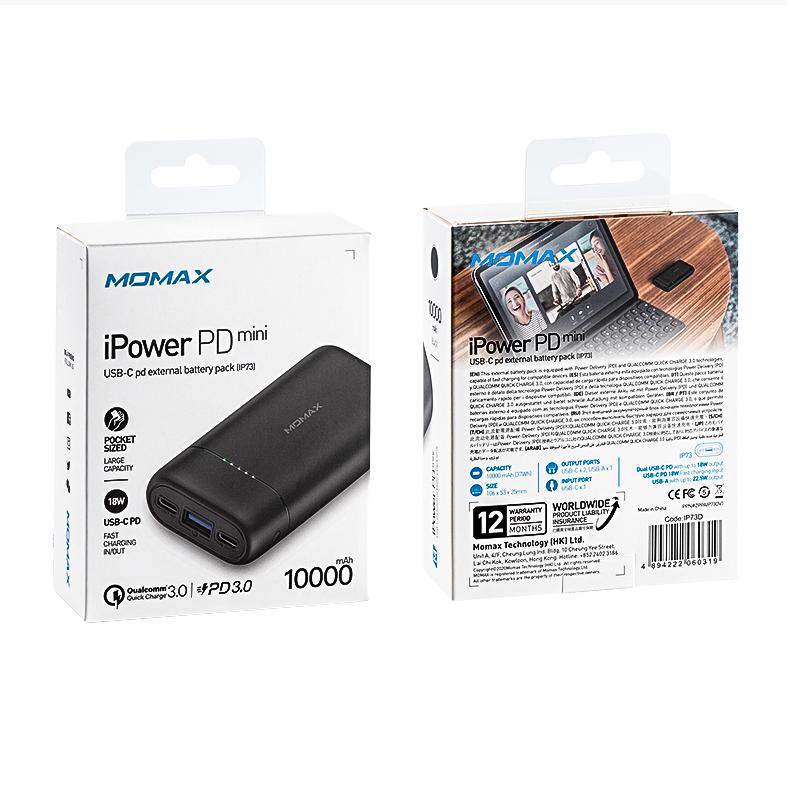 Momax iPower Pd mini USB-C Pd 10000mAh Mini Power Bank