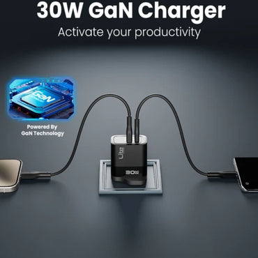 Moxedo Lite USB-A & USB-C 30W GaN Charger - Black