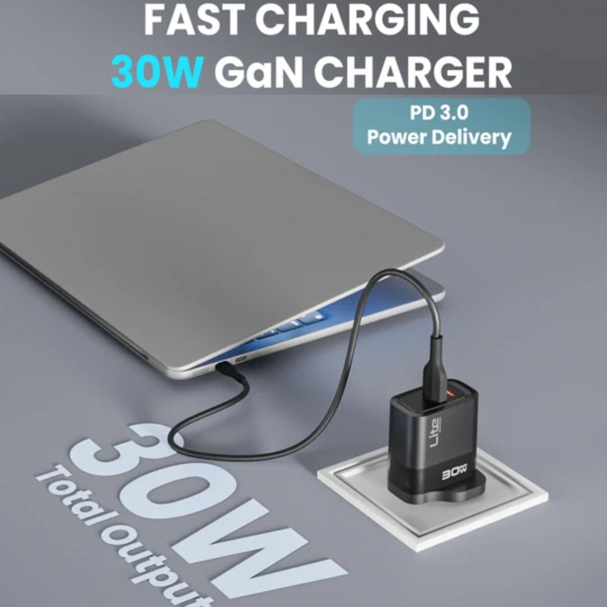Moxedo Lite USB-A & USB-C 30W GaN Charger - Black