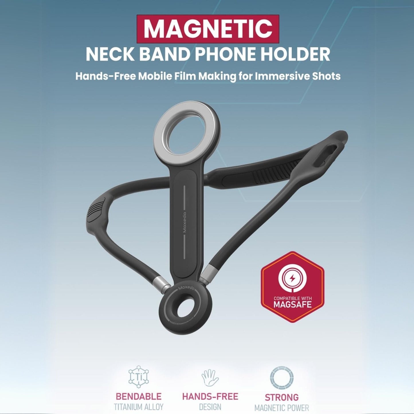 Moxedo Magnetic Neck Band Phone Holder - Black