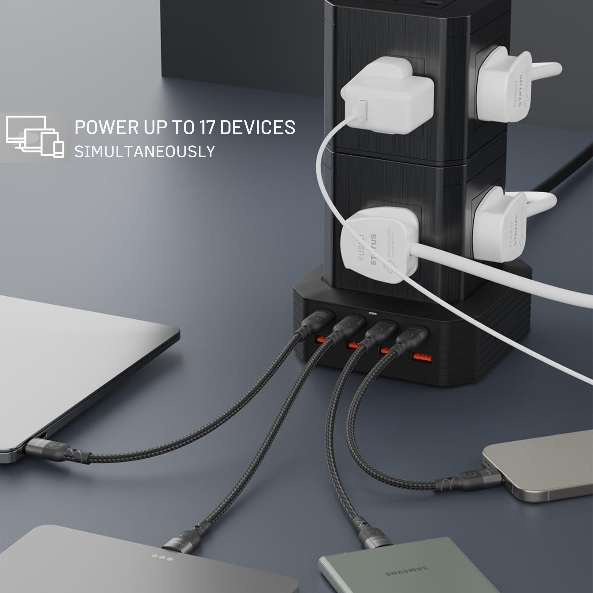 Moxedo Smart Hub Power Strip 17 in 1 Electric Outlet Power Extension 3250W PD 65W 2m - Black