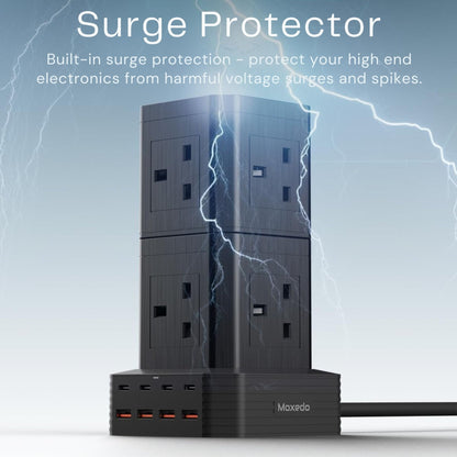 Moxedo Smart Hub Power Strip 17 in 1 Electric Outlet Power Extension 3250W PD 65W 2m - Black