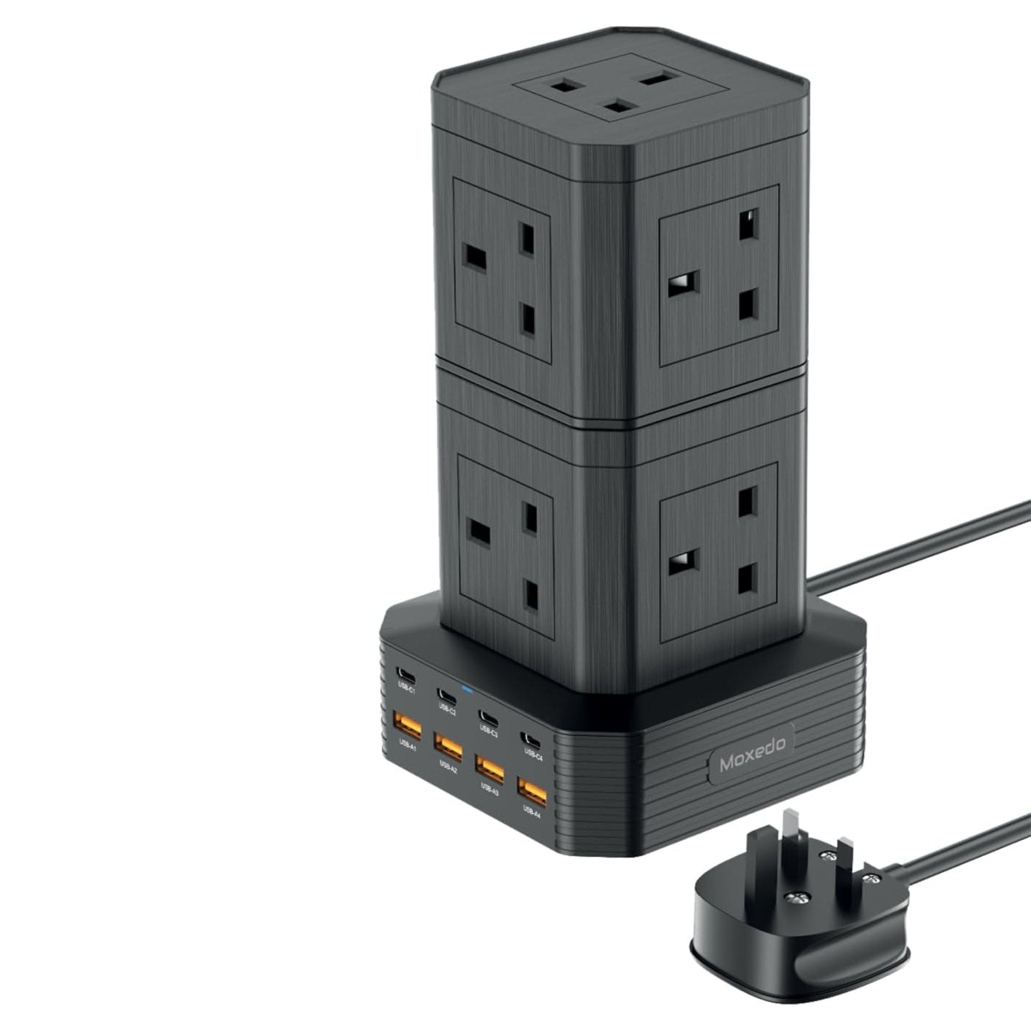 Moxedo Smart Hub Power Strip 17 in 1 Electric Outlet Power Extension 3250W PD 65W 2m - Black