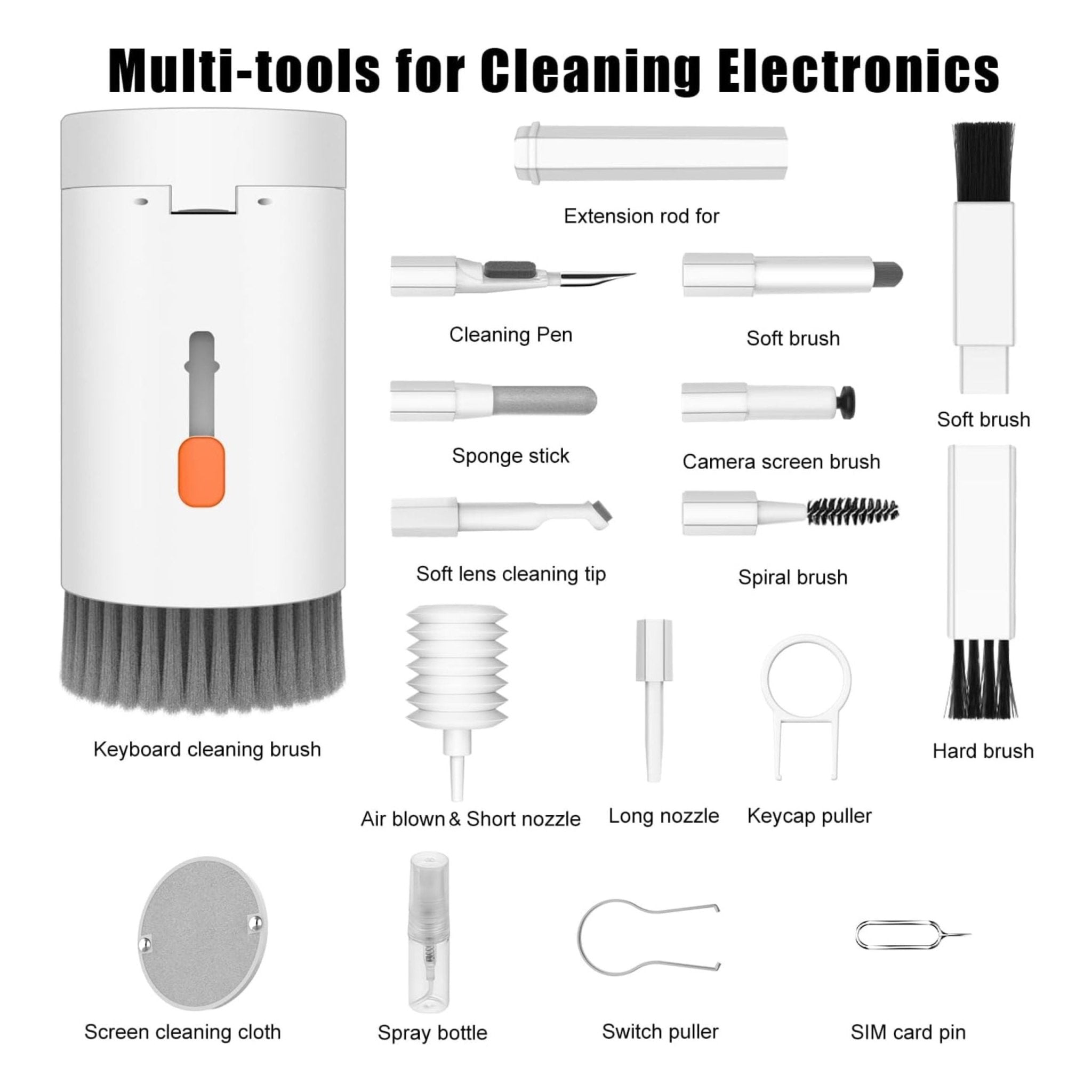 Multifunctional Cleaning Brush 20-in-1 Keyboard Cleaning Kit - White