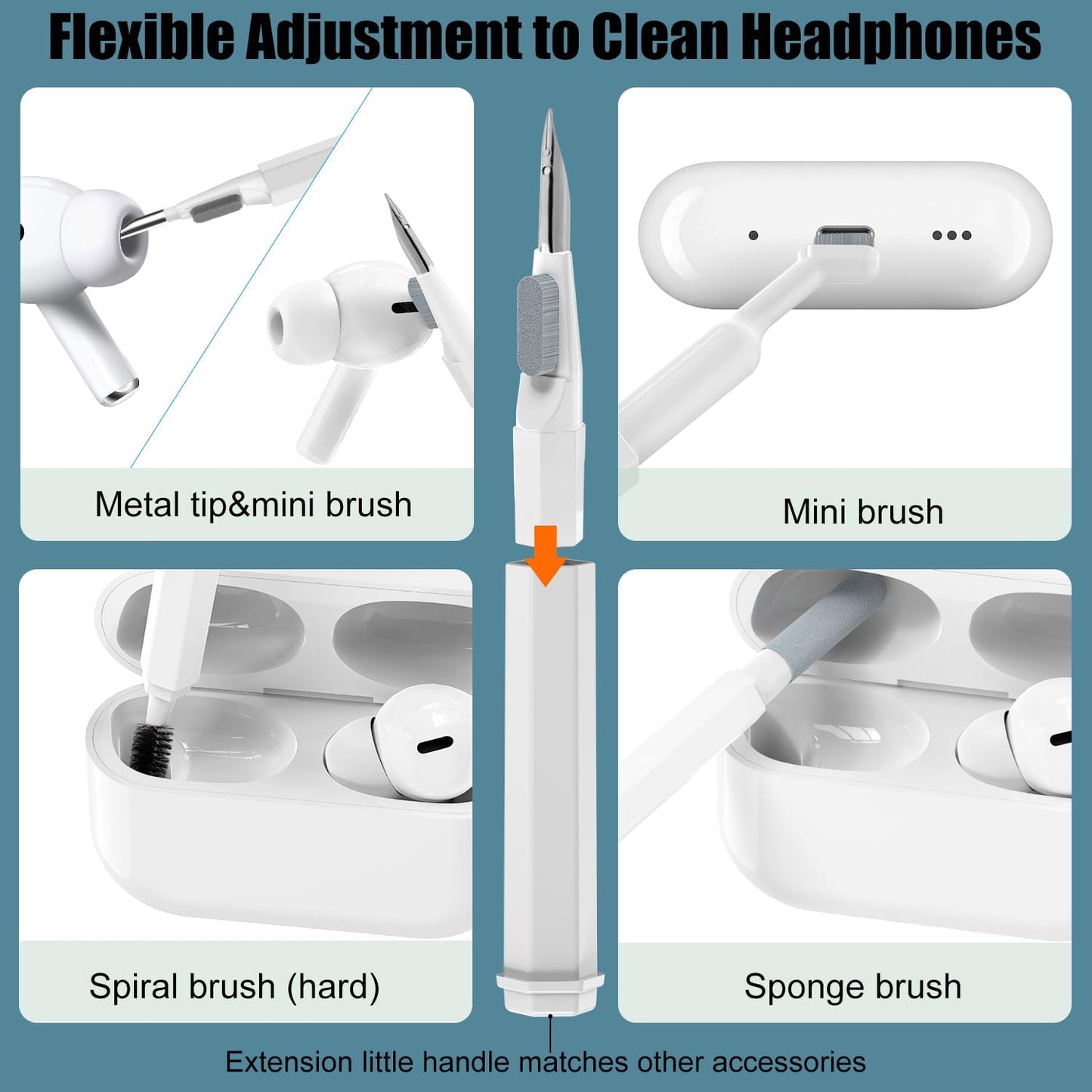 Multifunctional Cleaning Brush 20-in-1 Keyboard Cleaning Kit - White