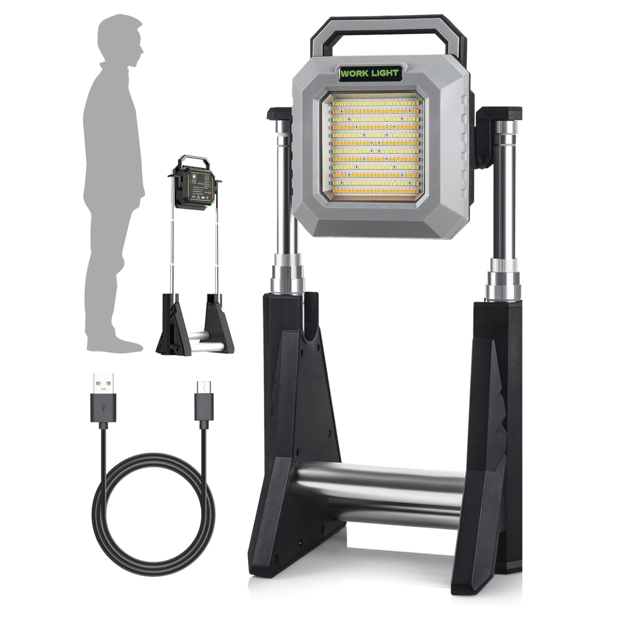 Multifunctional Work Light With Telescopic Base - Black