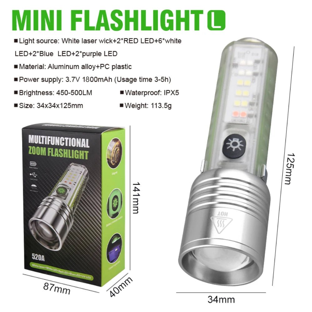 Multifunctional Zoom Rechargeable Flashlight 520A