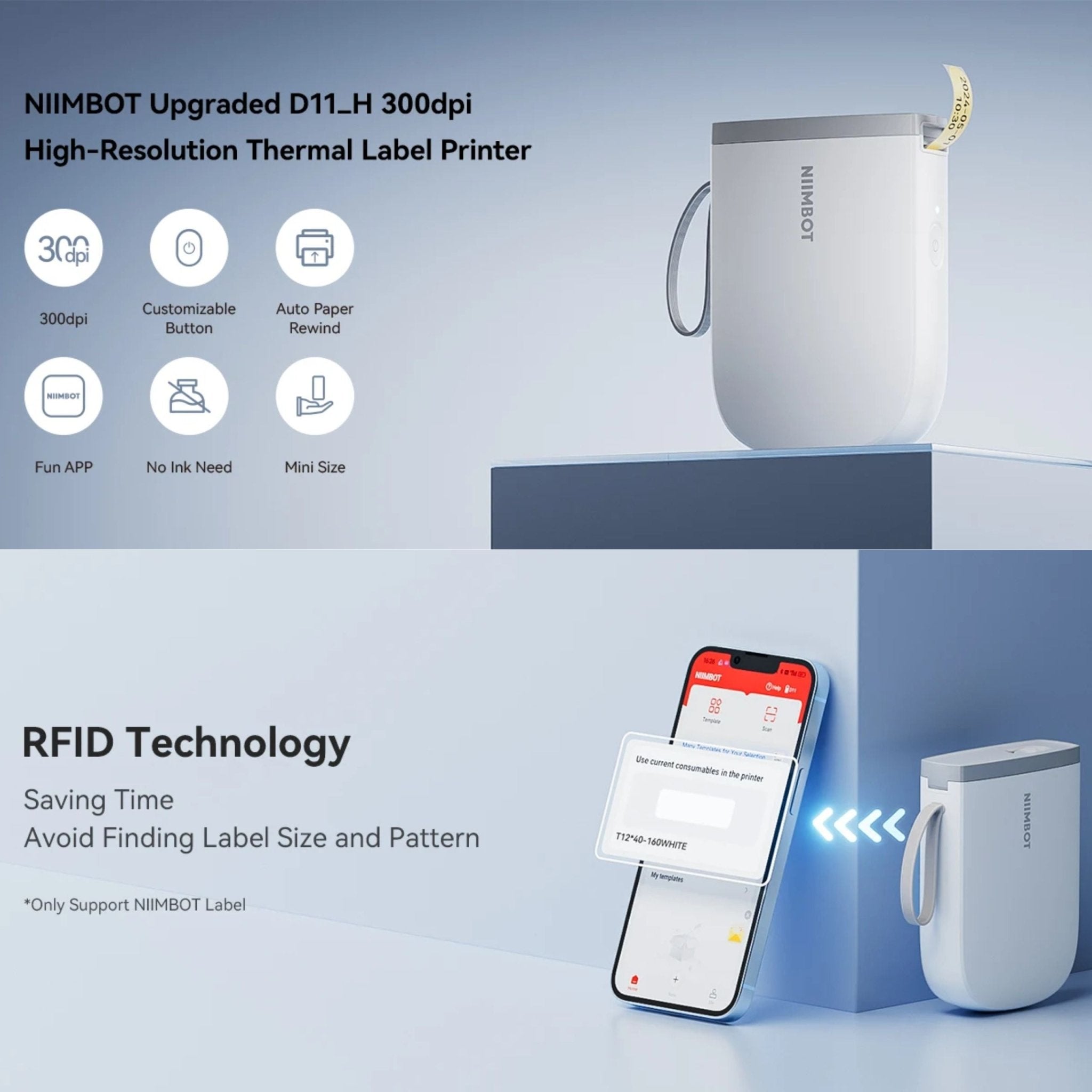 NIIMBOT D11_H Smart Label Printer - White