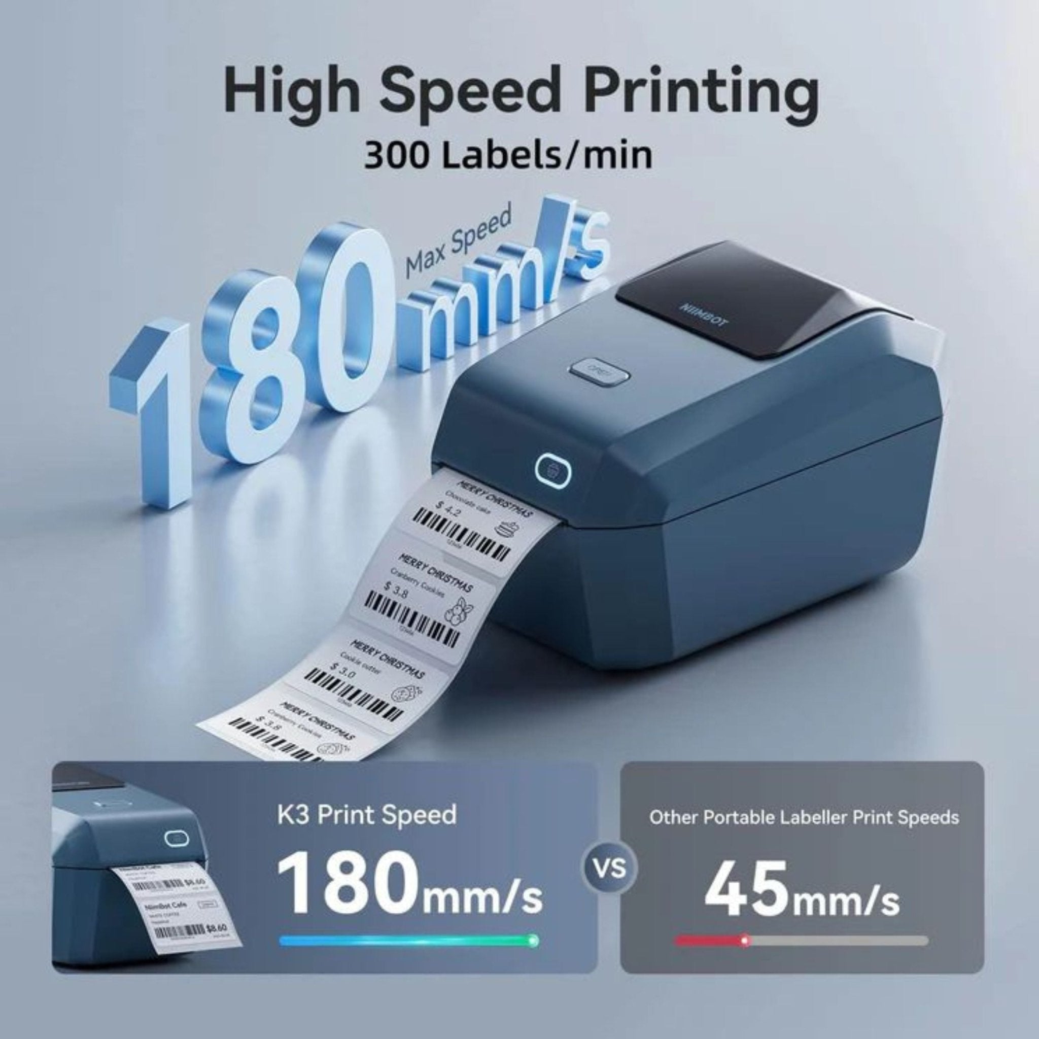 NIIMBOT K3 Inkless Smart Label Printer - Blue