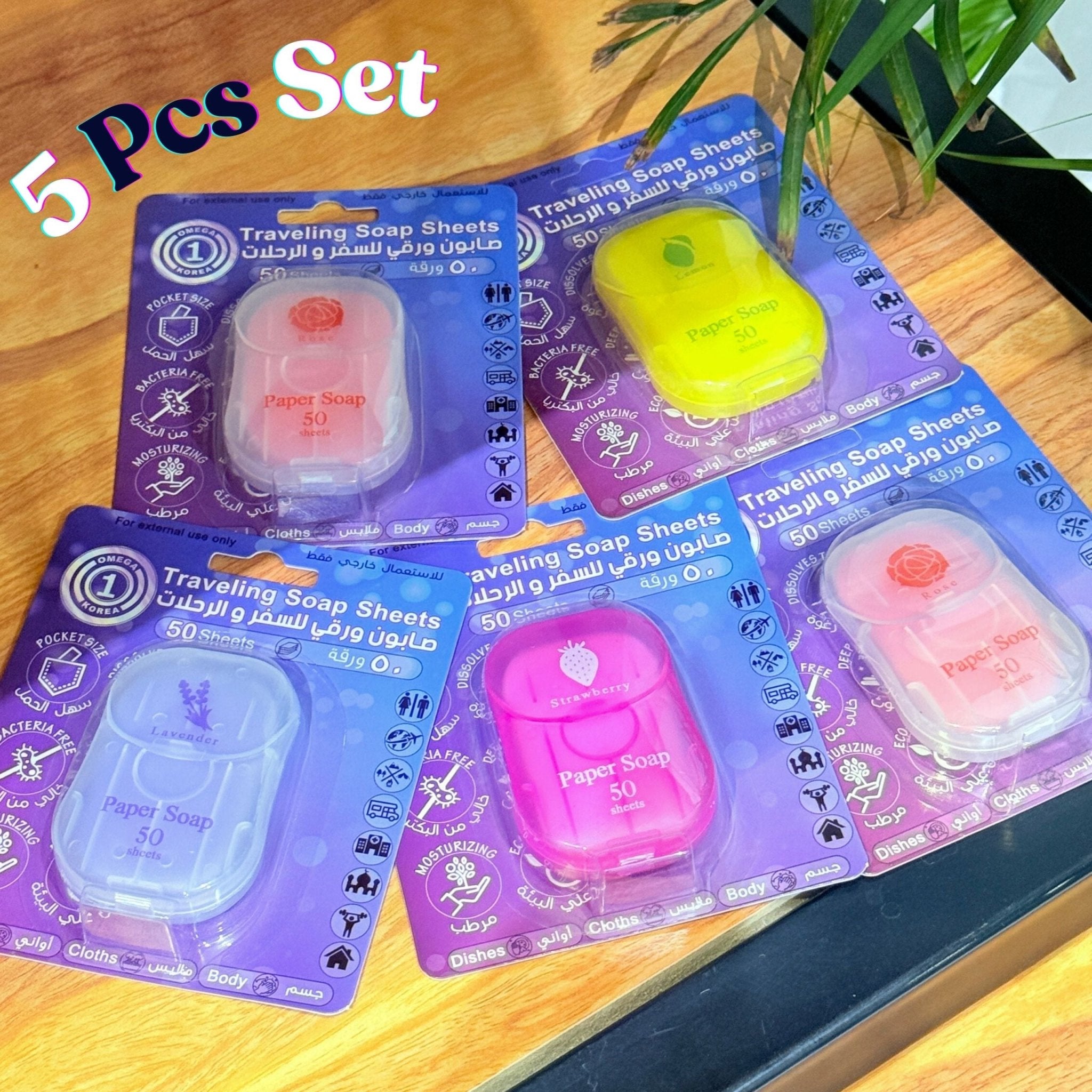Omega Korea 1 Traveling Soap Sheets (1*50-Sheet) - 5 Pcs Set