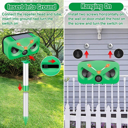 Outdoor Solar Ultrasonic Animal Repeller - Green