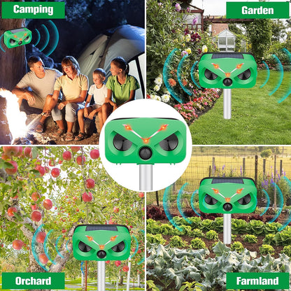 Outdoor Solar Ultrasonic Animal Repeller - Green