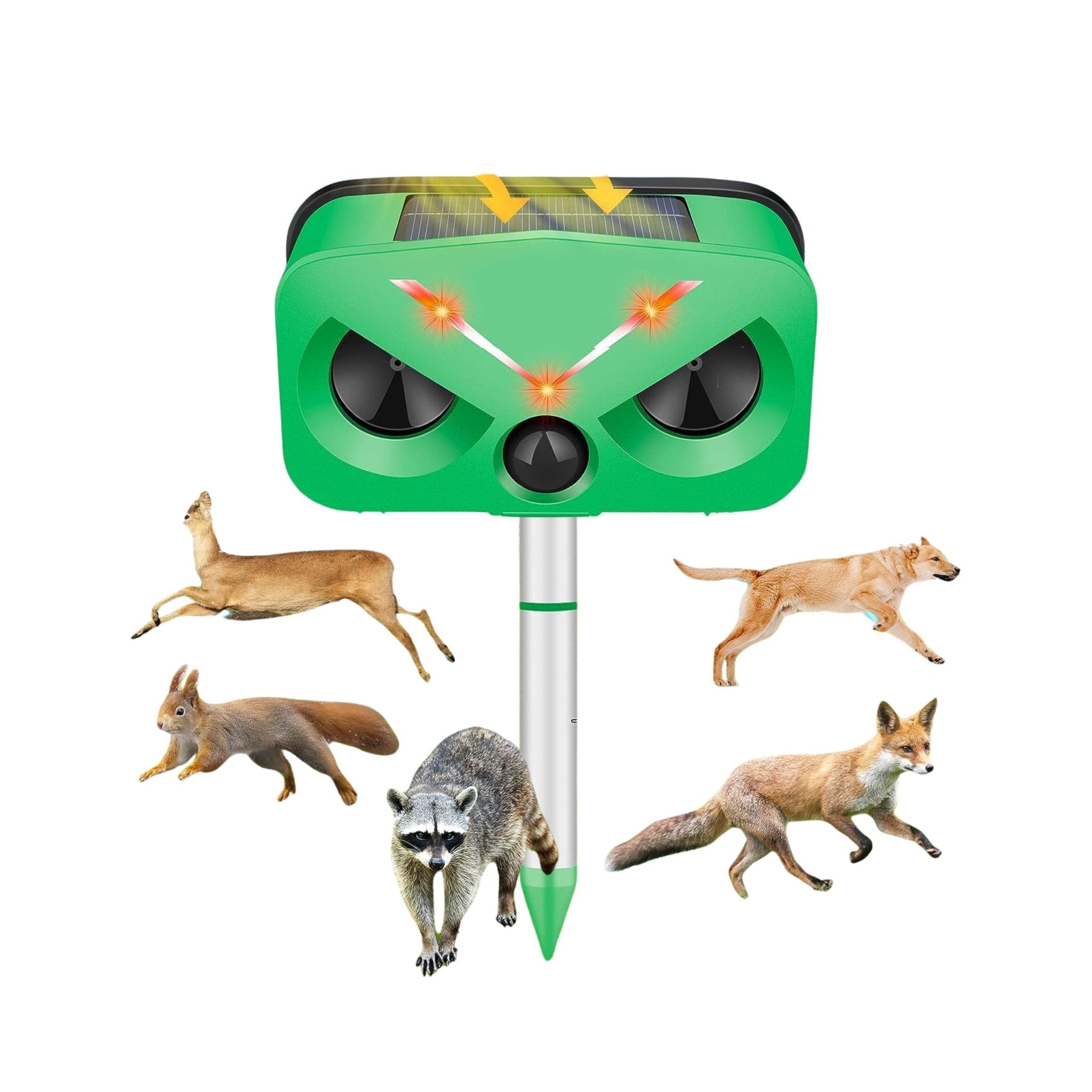 Outdoor Solar Ultrasonic Animal Repeller - Green