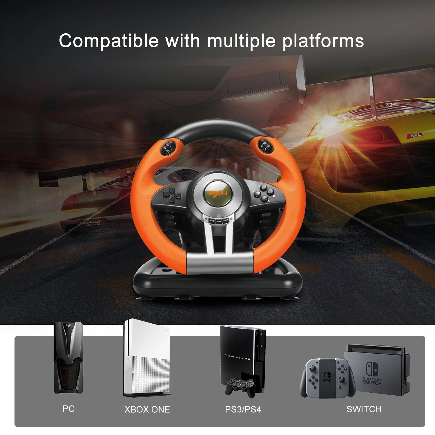 PXN V3 PRO Gaming Racing Wheel - Orange
