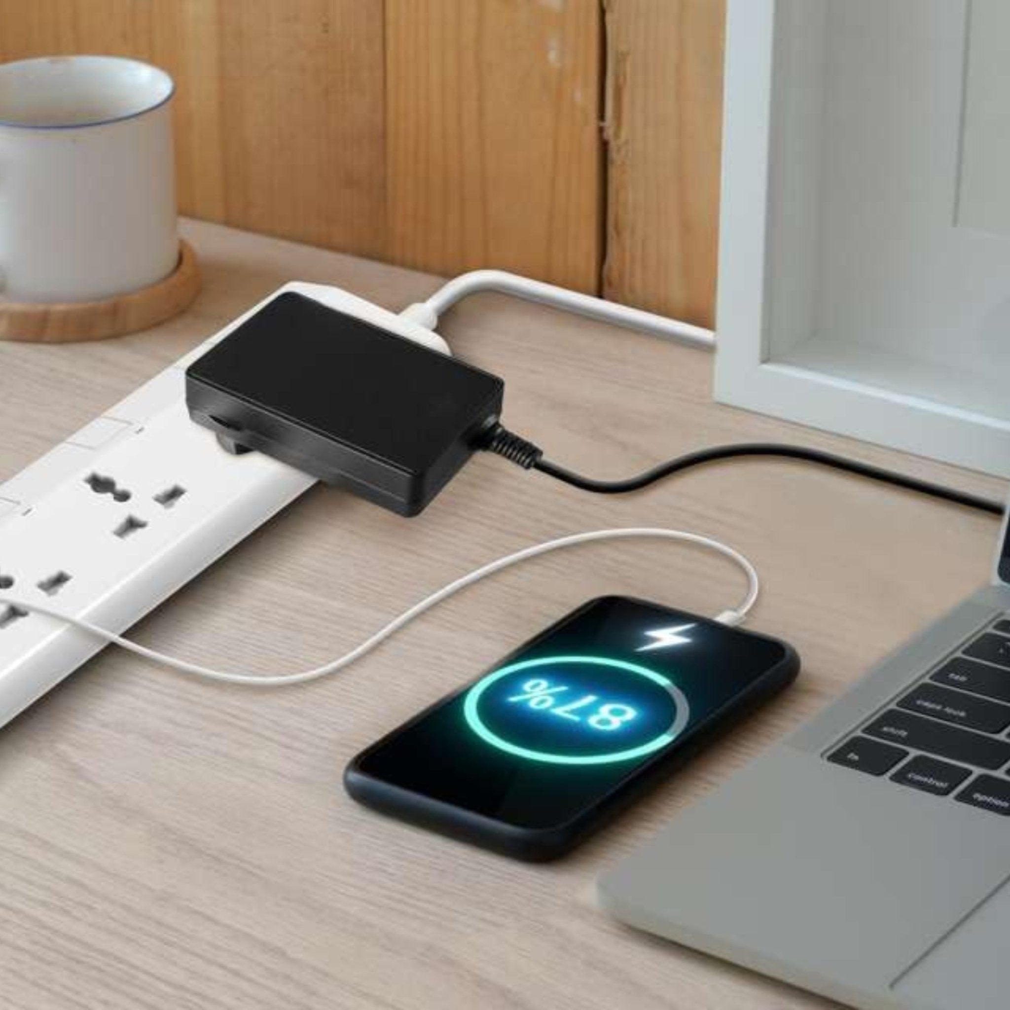 Philips 3-Way 2 USB-C, 2 USB-A Universal Power Extension Cord 1.5M with Individual Switches - White