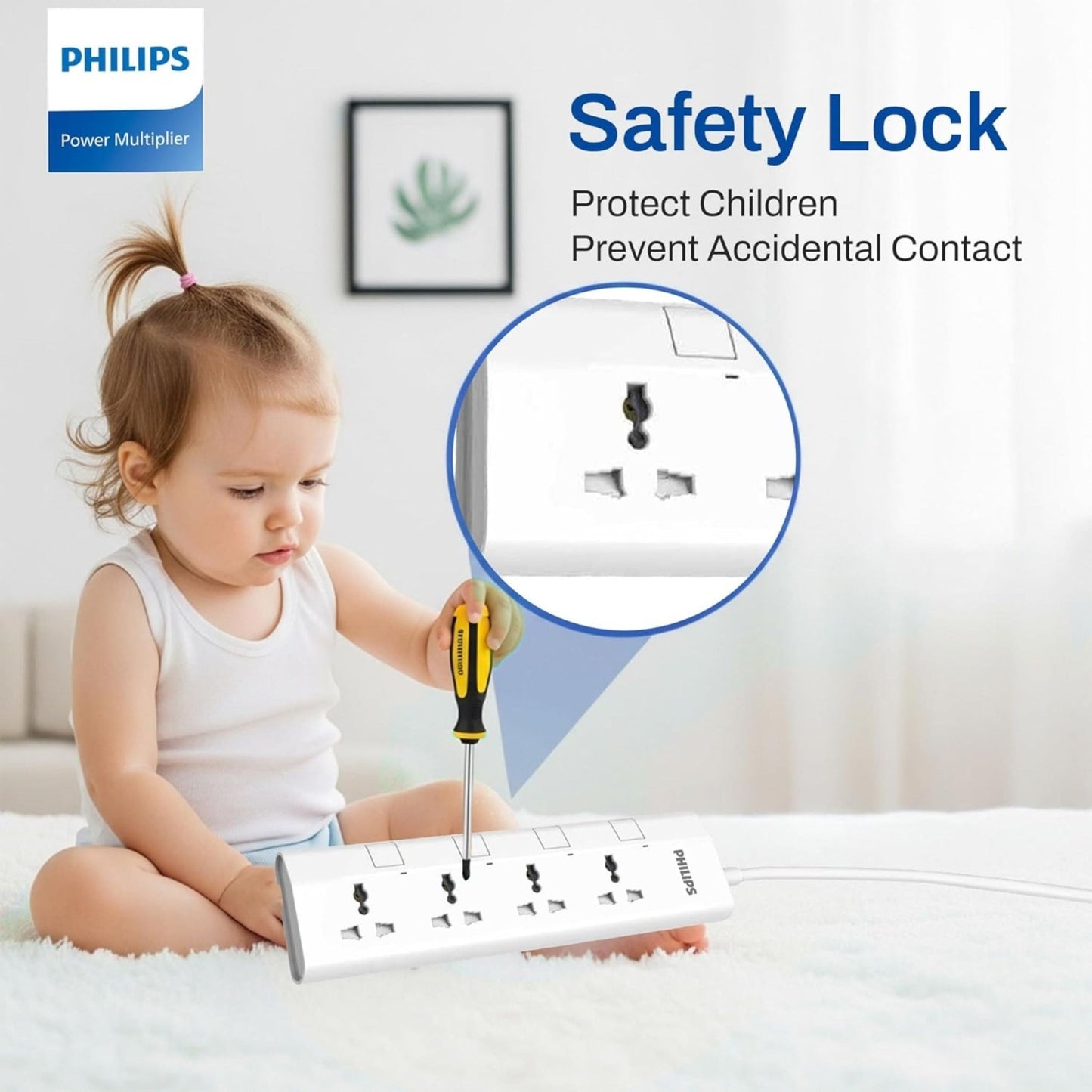 Philips 4-Way Universal Power Extension Cord 1.5M with Individual Switches - White