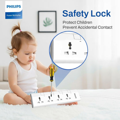 Philips 4-Way Universal Power Extension Cord 1.5M with Individual Switches - White