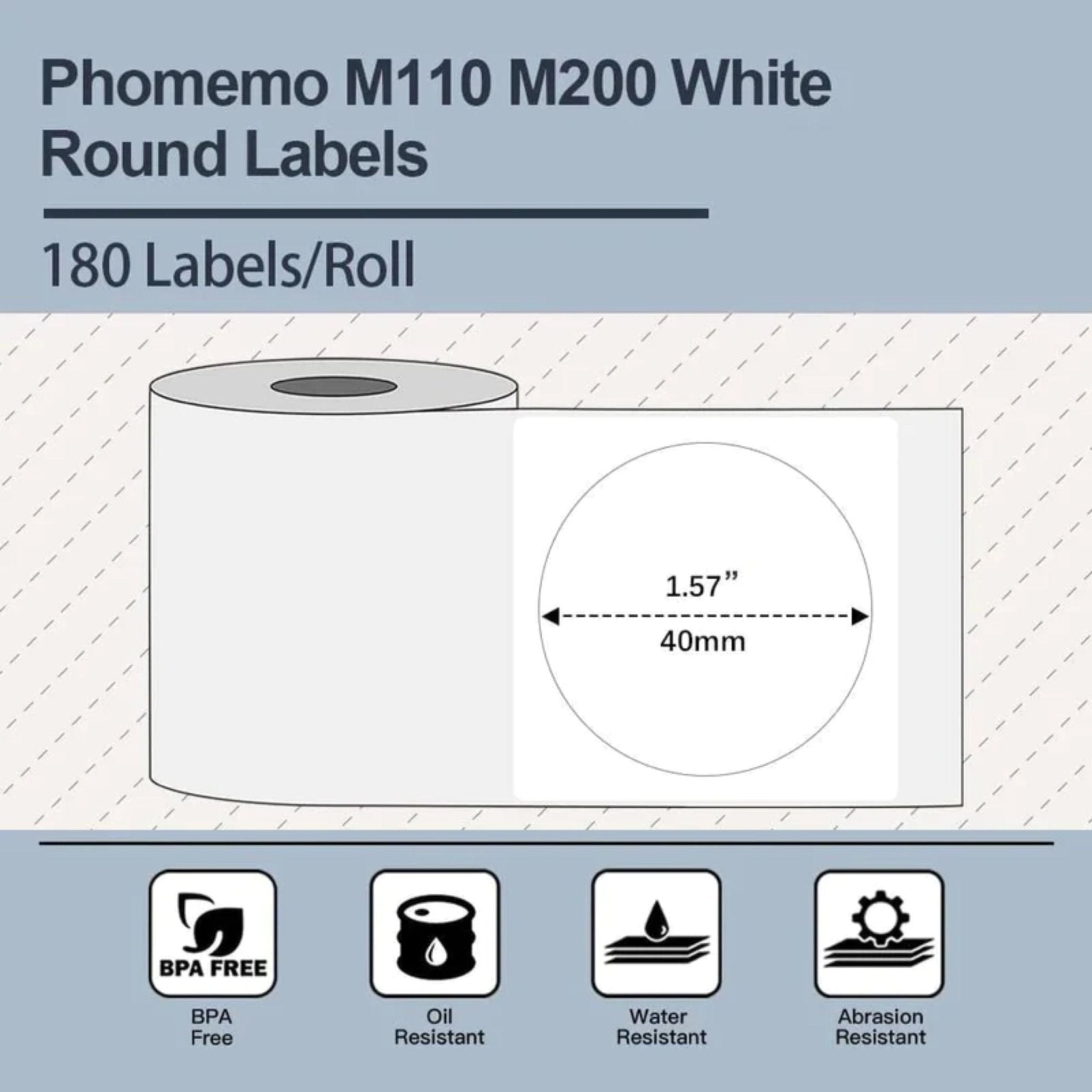 Phomemo Round Label 40*40mm 180pcs - White