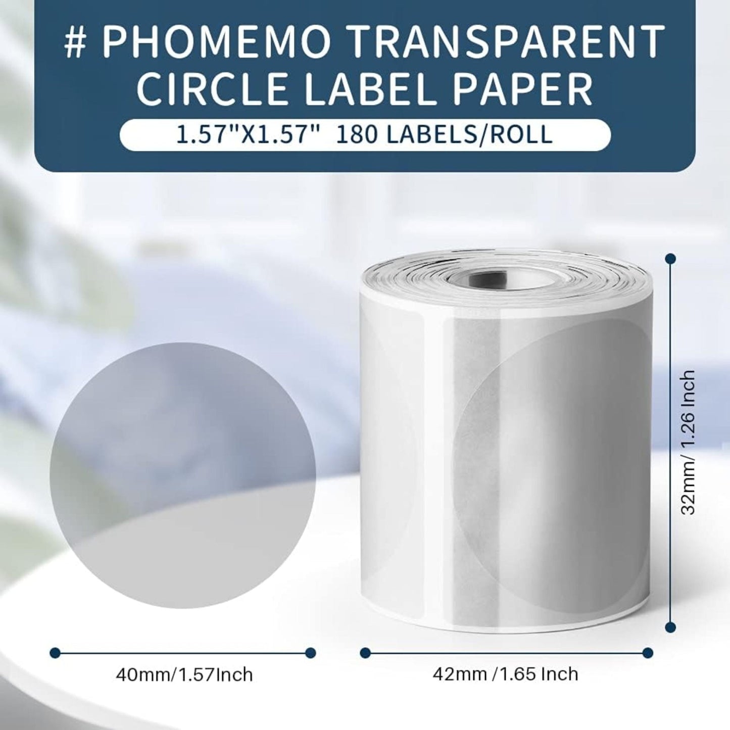 Phomemo Round Transparent Label 40*40mm 180pcs