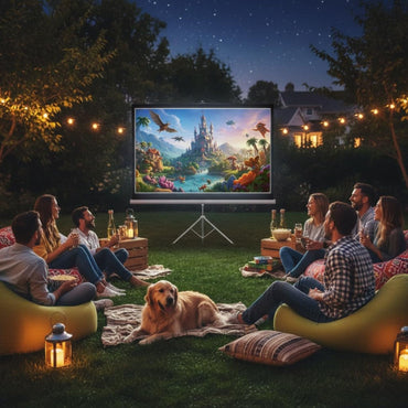 Porodo 100" Portable Projection Screen with Stable Tripod Stand - White