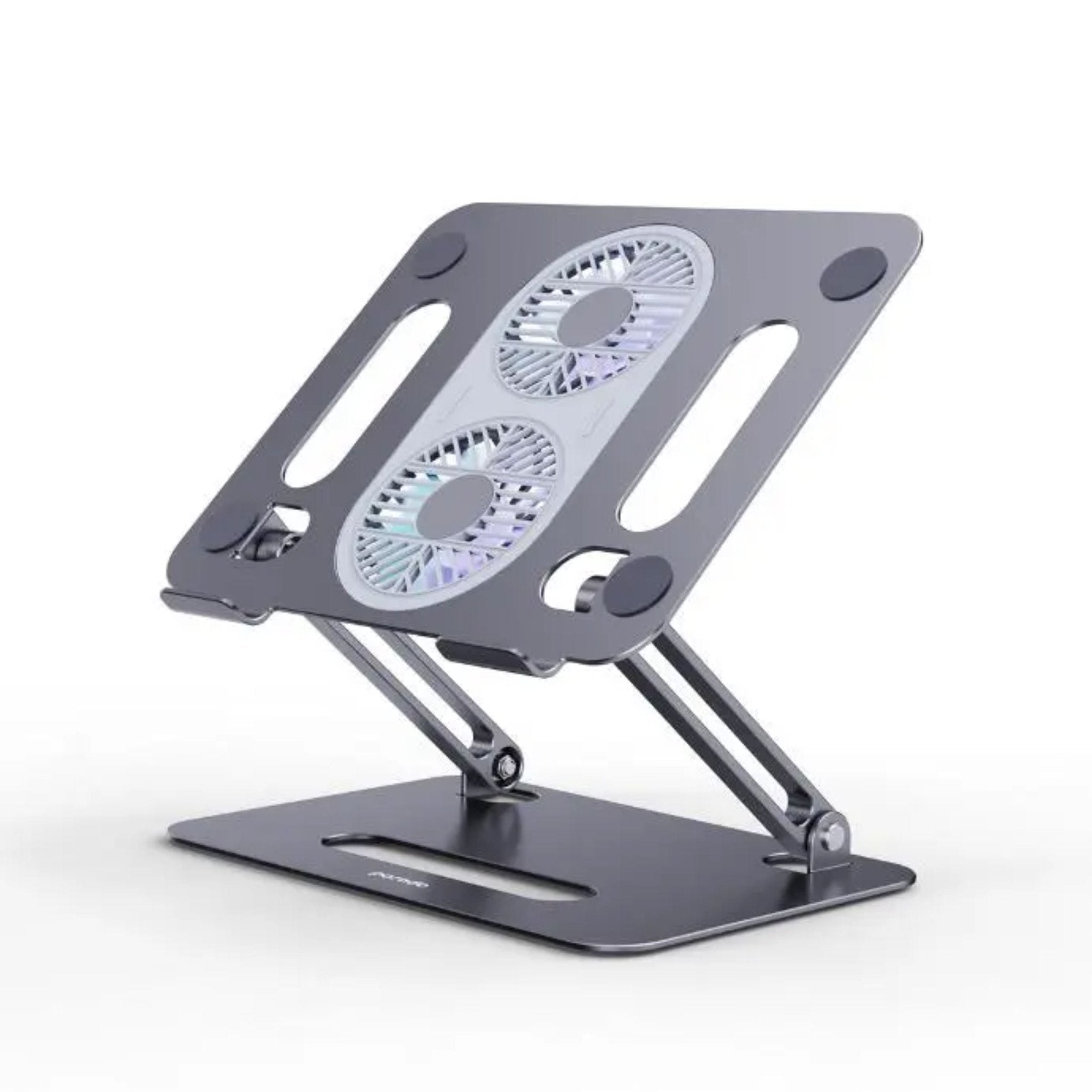 Porodo Aluminum Alloy Adjustable Laptop Stand with Cooling Fan- Grey