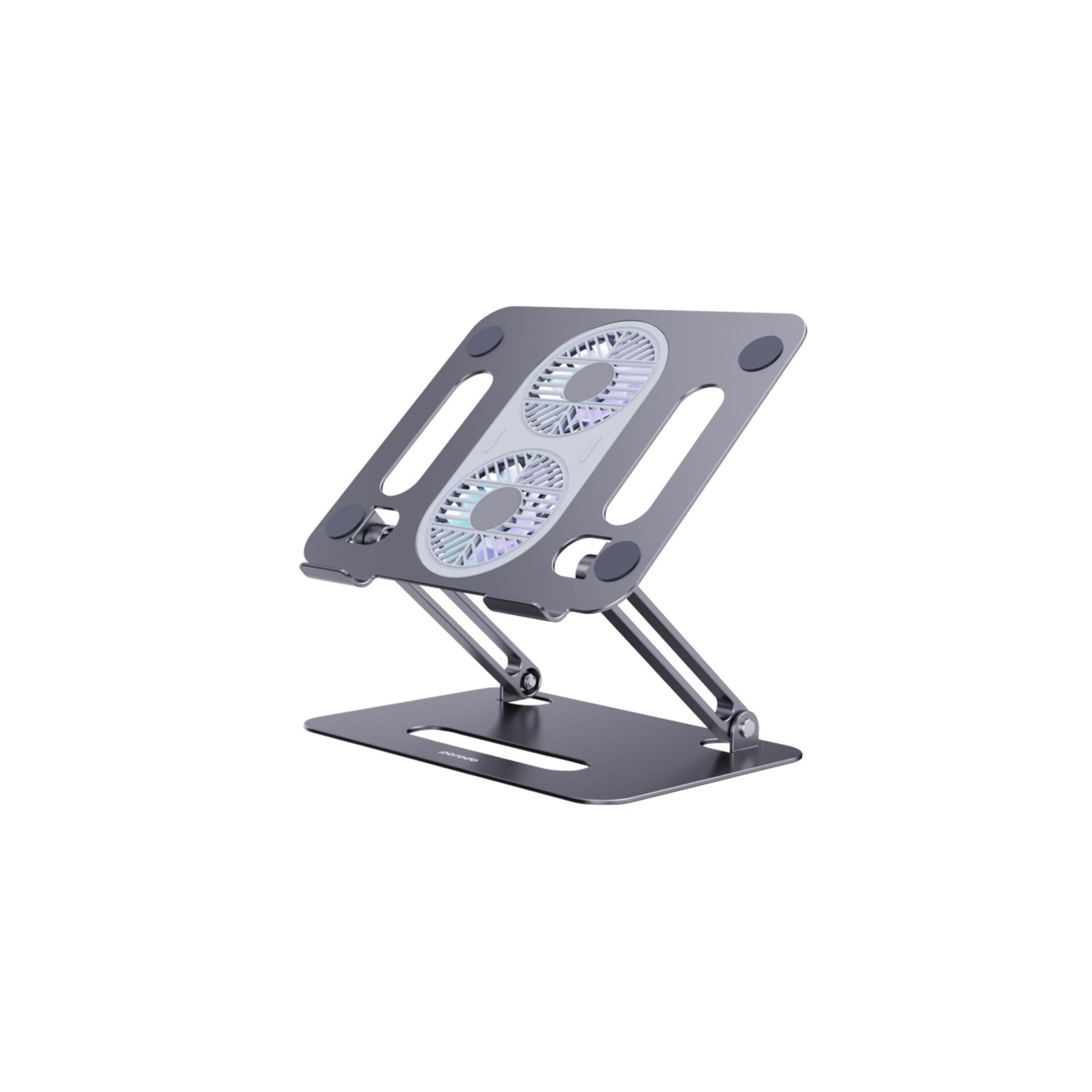 Porodo Aluminum Alloy Adjustable Laptop Stand with Cooling Fan- Grey